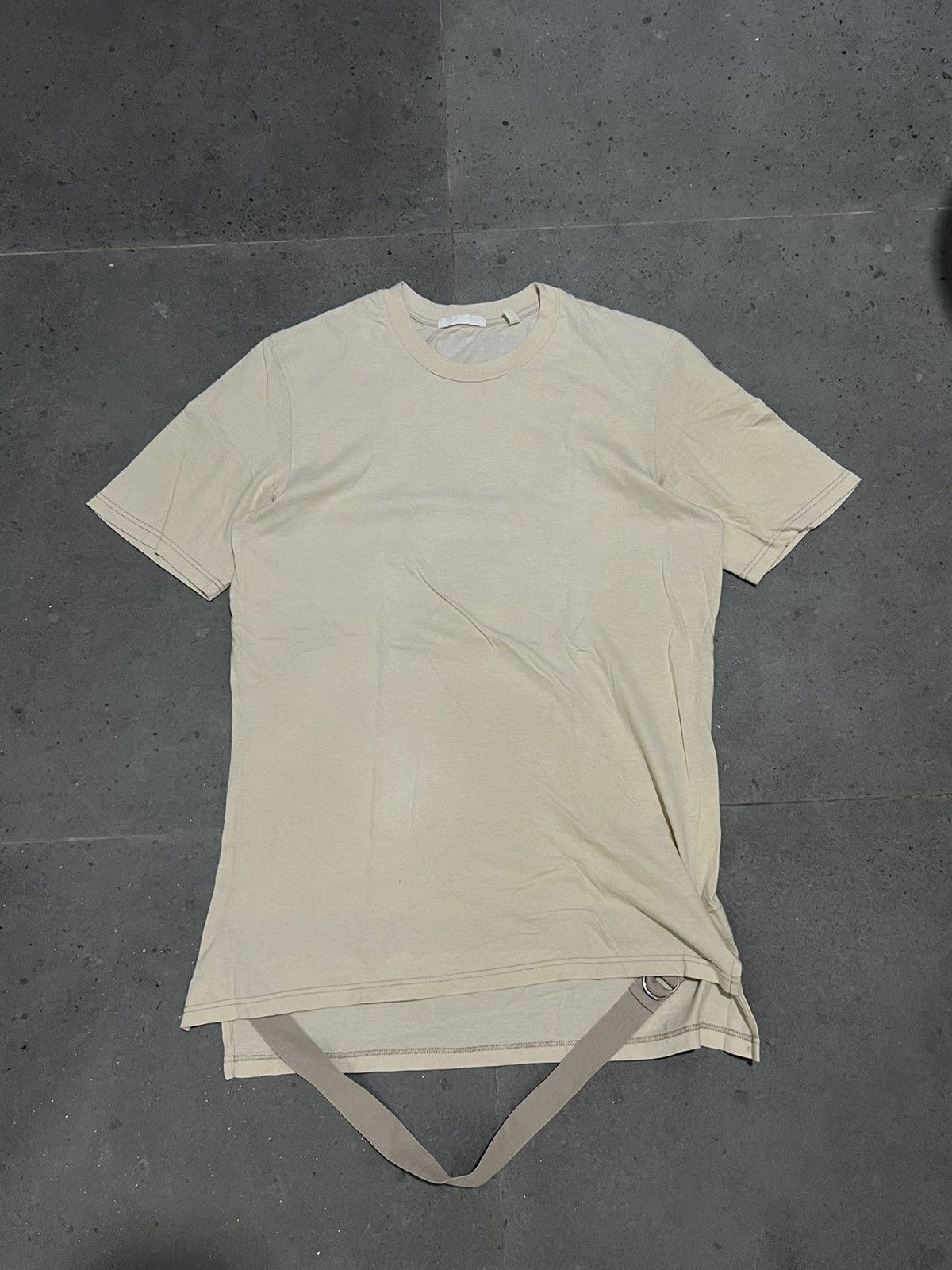 image of 00's Helmut Lang Bondage Tee Shirt in Tan, Men's (Size Small)