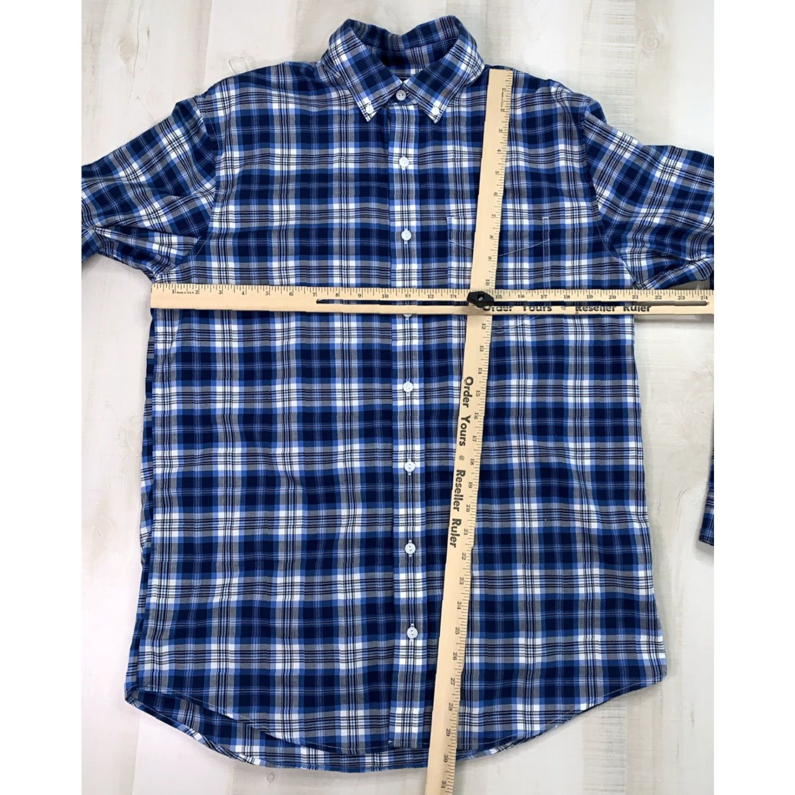 Vintage VINTAGE L.L. Bean Traditional Fit Blue Plaid Cotton Button-Down Shirt Mens Medium Tall Regular Knit? Size US M / EU 48-50 / 2 - 3 Thumbnail