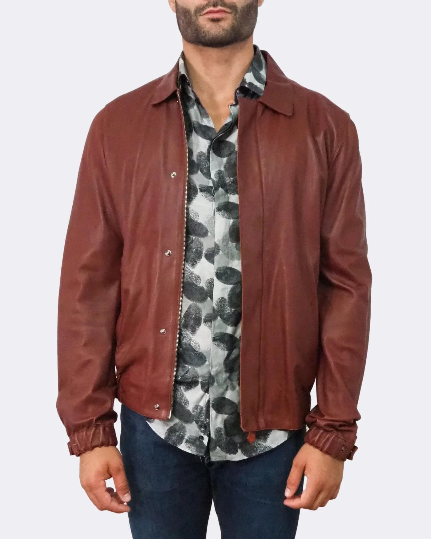 Men's Trussardi Lightweight Leather Bomber Jacket $1155