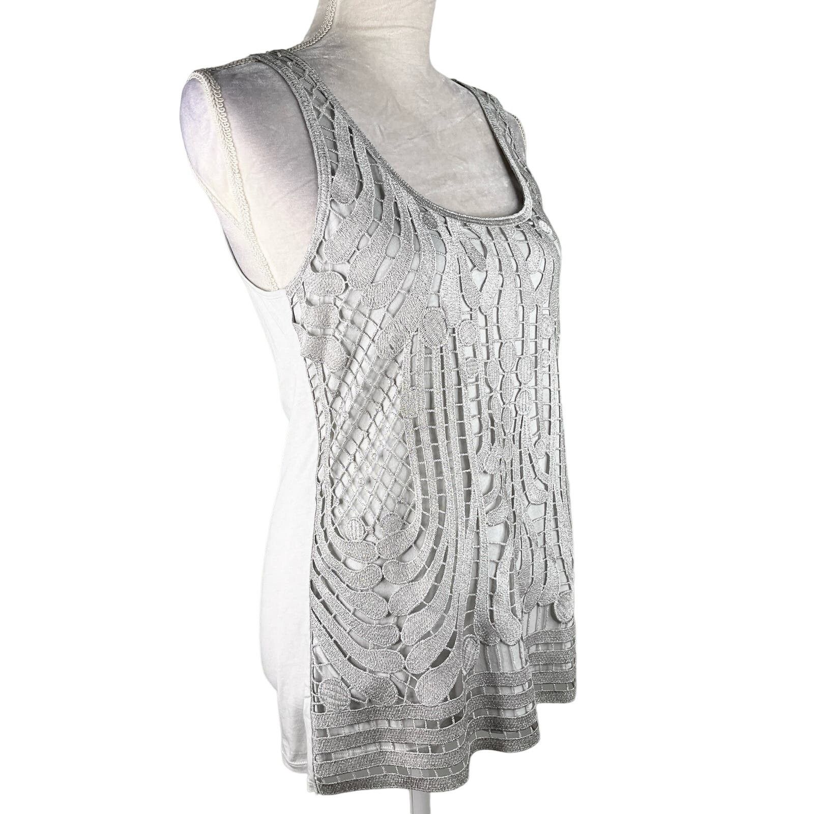 Express Express Womens Top Tank Blouse Crochet Gray Silver M New Size M / US 6-8 / IT 42-44 - 12 Thumbnail