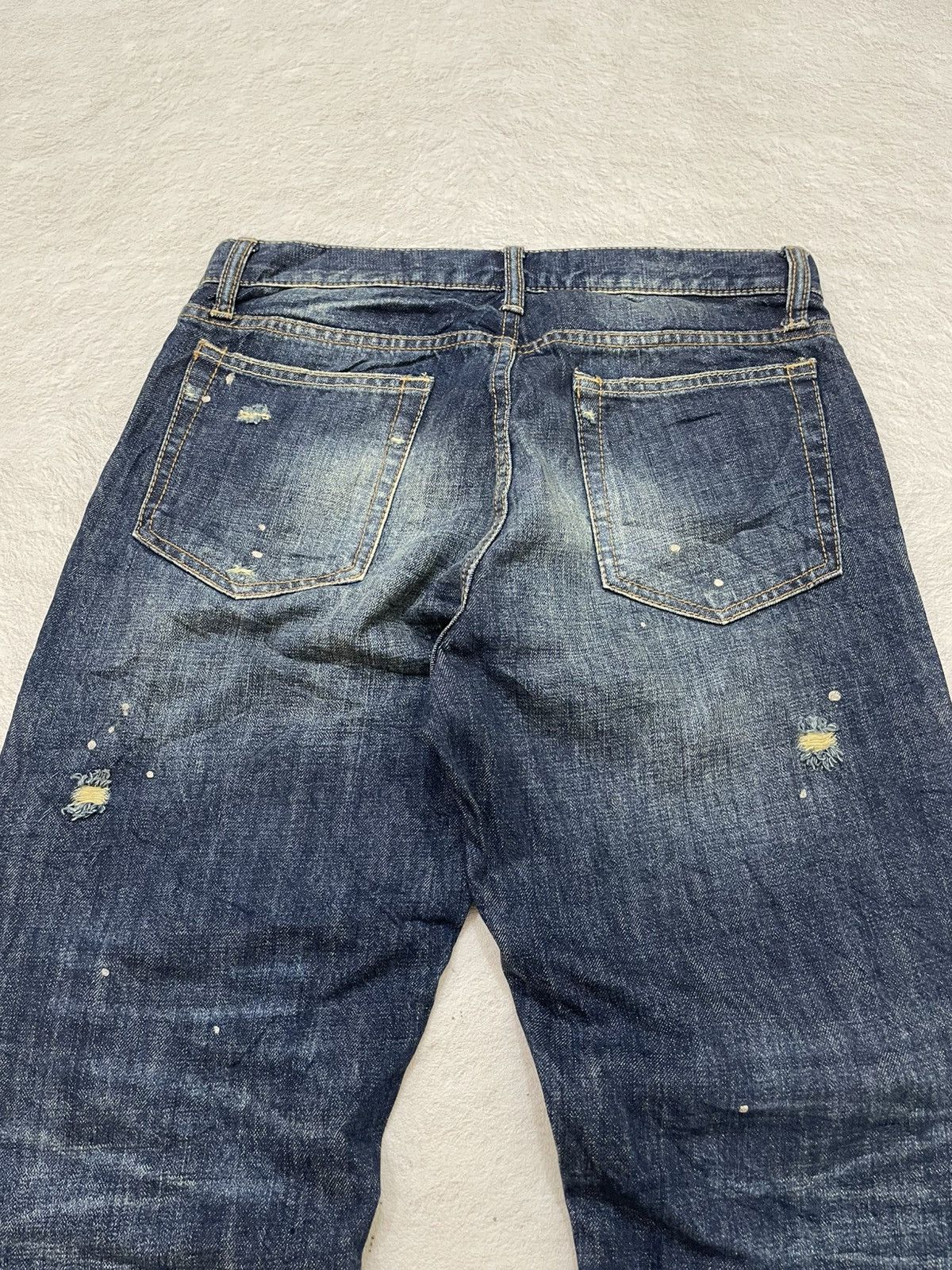 Japanese Brand Heavily Repaired Japanese Style Workwear Denim Dark Indigo Size US 31 - 10 Thumbnail