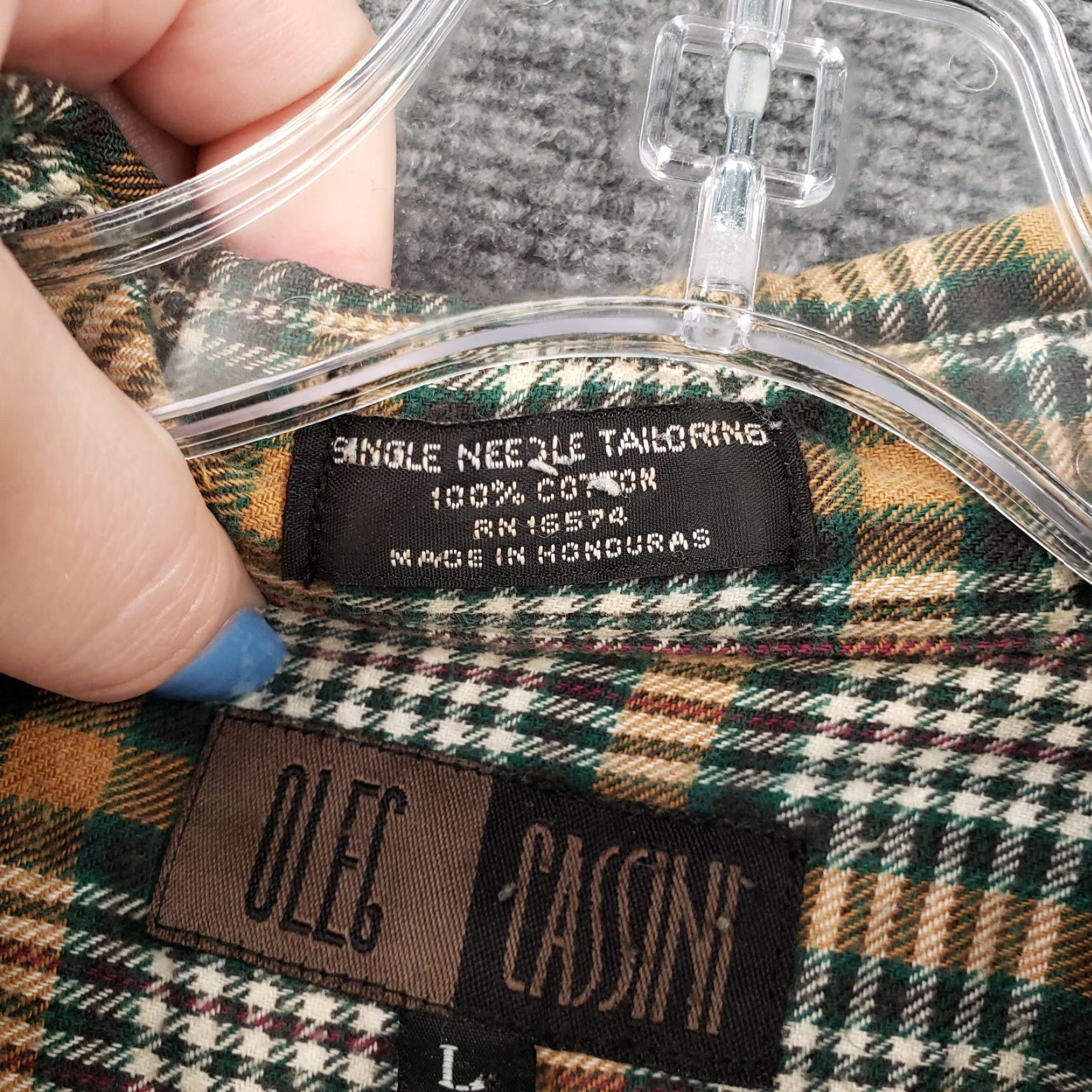 Oleg Cassini Oleg Cassini Shirt Mens L Large Button-Down Beige Plaid Cotton Size US L / EU 52-54 / 3 - 4 Thumbnail
