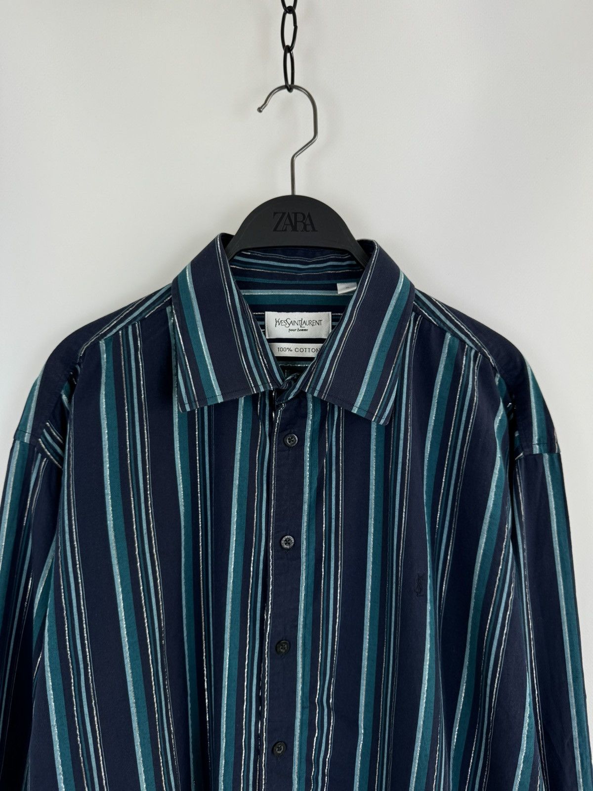 Vintage × Yves Saint Laurent 1990’s Vintage Yves Saint Laurent Striped L/S Shirt Size US XL / EU 56 / 4 - 2 Thumbnail