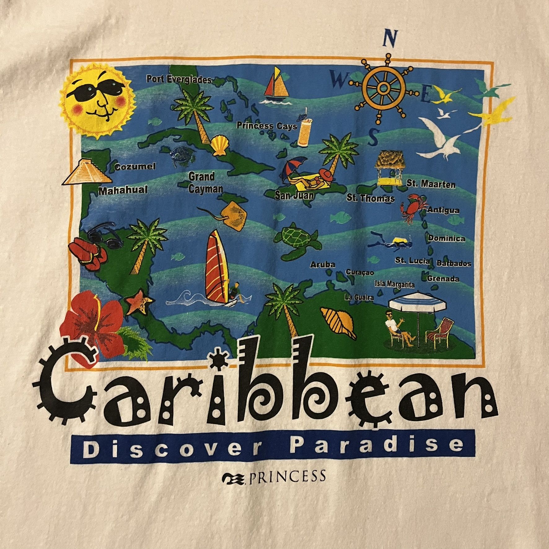 Vintage VTG 00s Princess Where I Belong Caribbean Tee Size US L / EU 52-54 / 3 - 4 Thumbnail