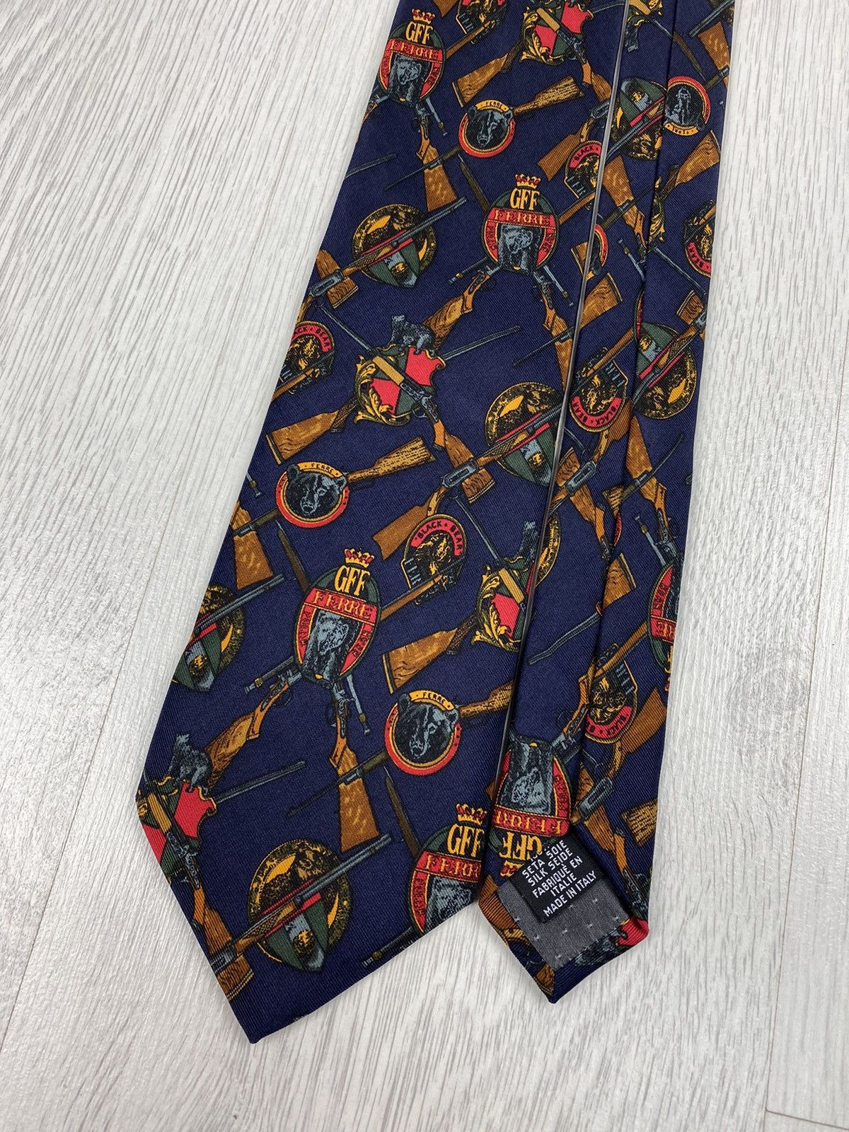 Gianfranco Ferre Vintage Gianfranco Ferre Black Bear Print Silk Tie Ferragamo Size ONE SIZE - 1 Thumbnail