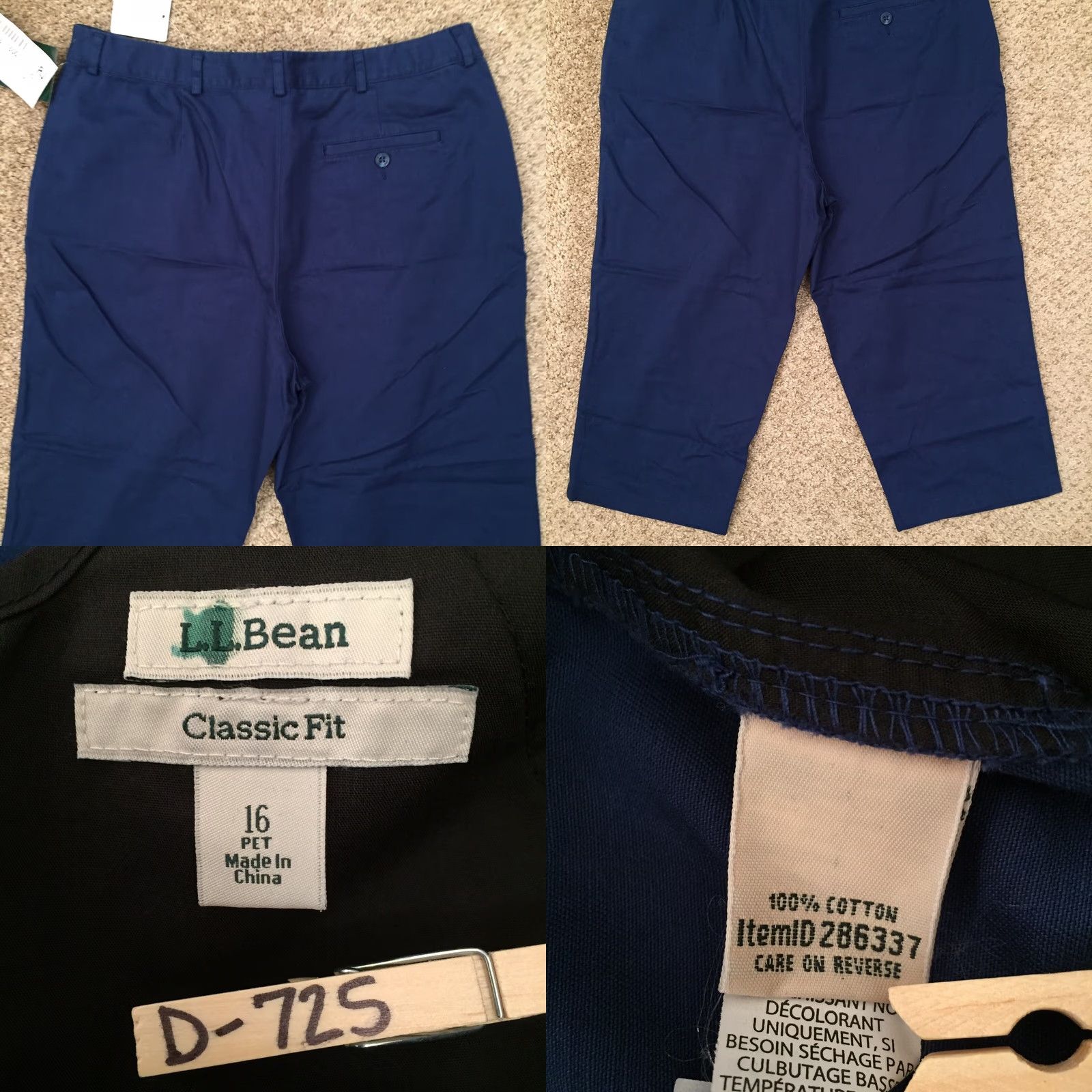 Vintage LL Bean Pants Womens 16P Cropped Bay Side Twill Blue Classic Fit Pants 16P Womens Size 38" / US 16 / IT 52 - 8 Thumbnail