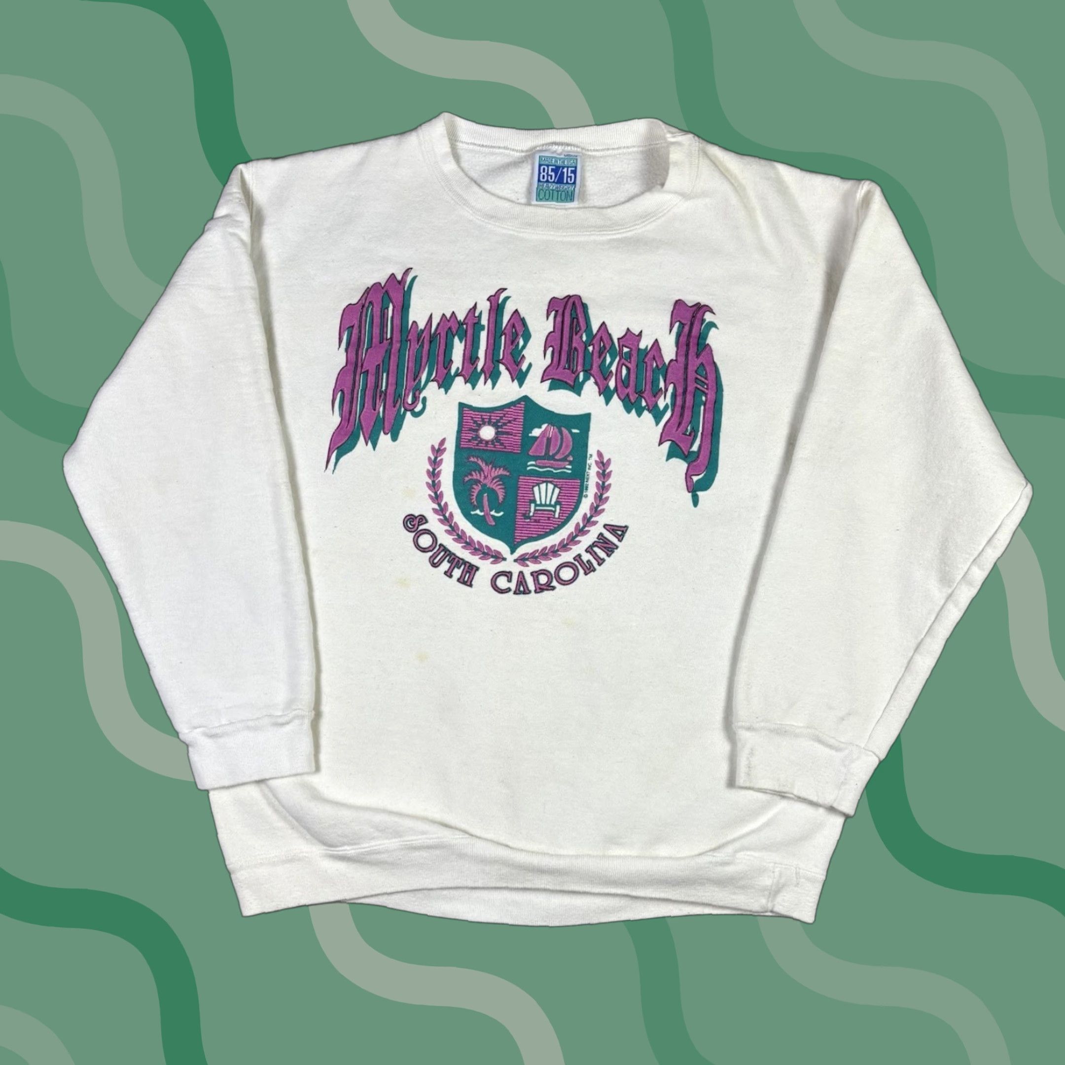 Vintage VINTAGE Myrtle Beach South Carolina White Pullover Crewneck Sweatshirt M Shirt Mens 90s Graphic Print Embroidered Logo Cotton Blend Heavyweight Size US M / EU 48-50 / 2 - 1 Thumbnail