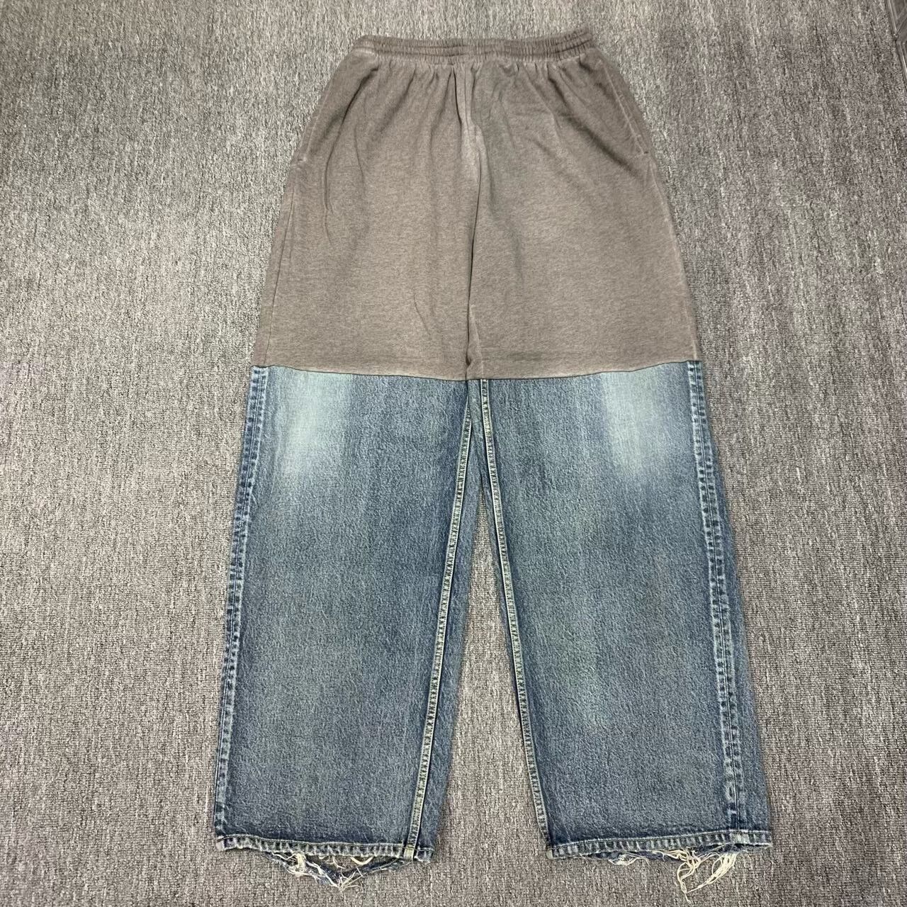 Balenciaga Balenciaga Denim and Jersey Panel Sweatpants Size US 30 / EU 46 - 1 Thumbnail