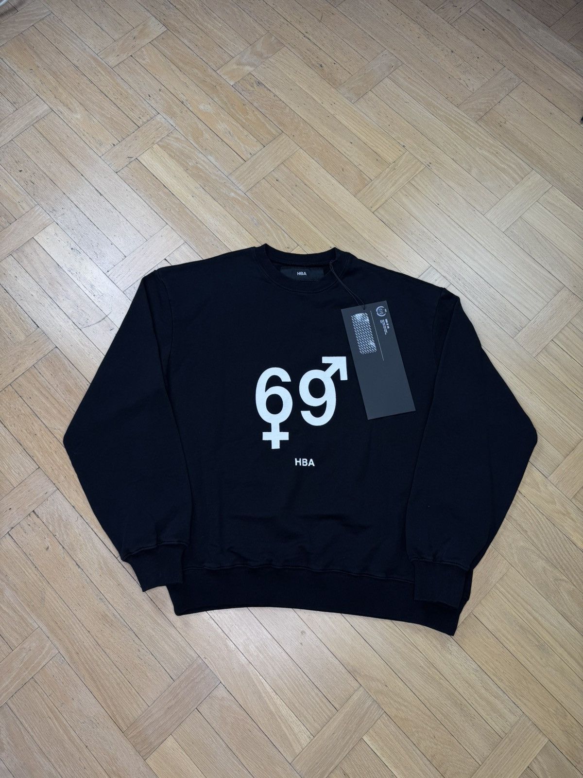 HBA HOOD BY AIR “69” BLACK LOGO SWEATSHIRT