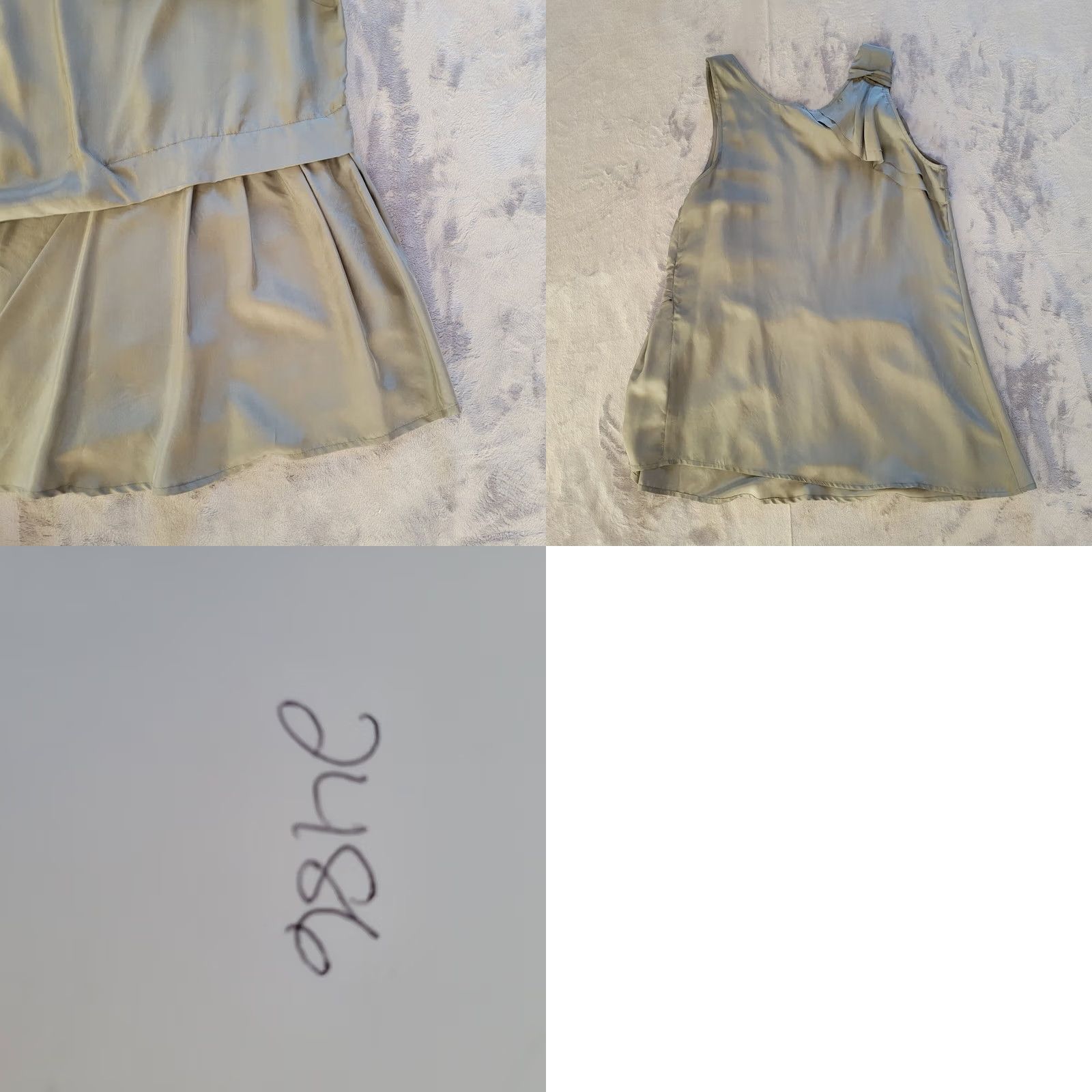 Vintage Edme & Esyllte Top Shirt Women 6 Gray Silk Asymmetrical Ruffle Sleeveless Office Size M / US 6-8 / IT 42-44 - 8 Thumbnail