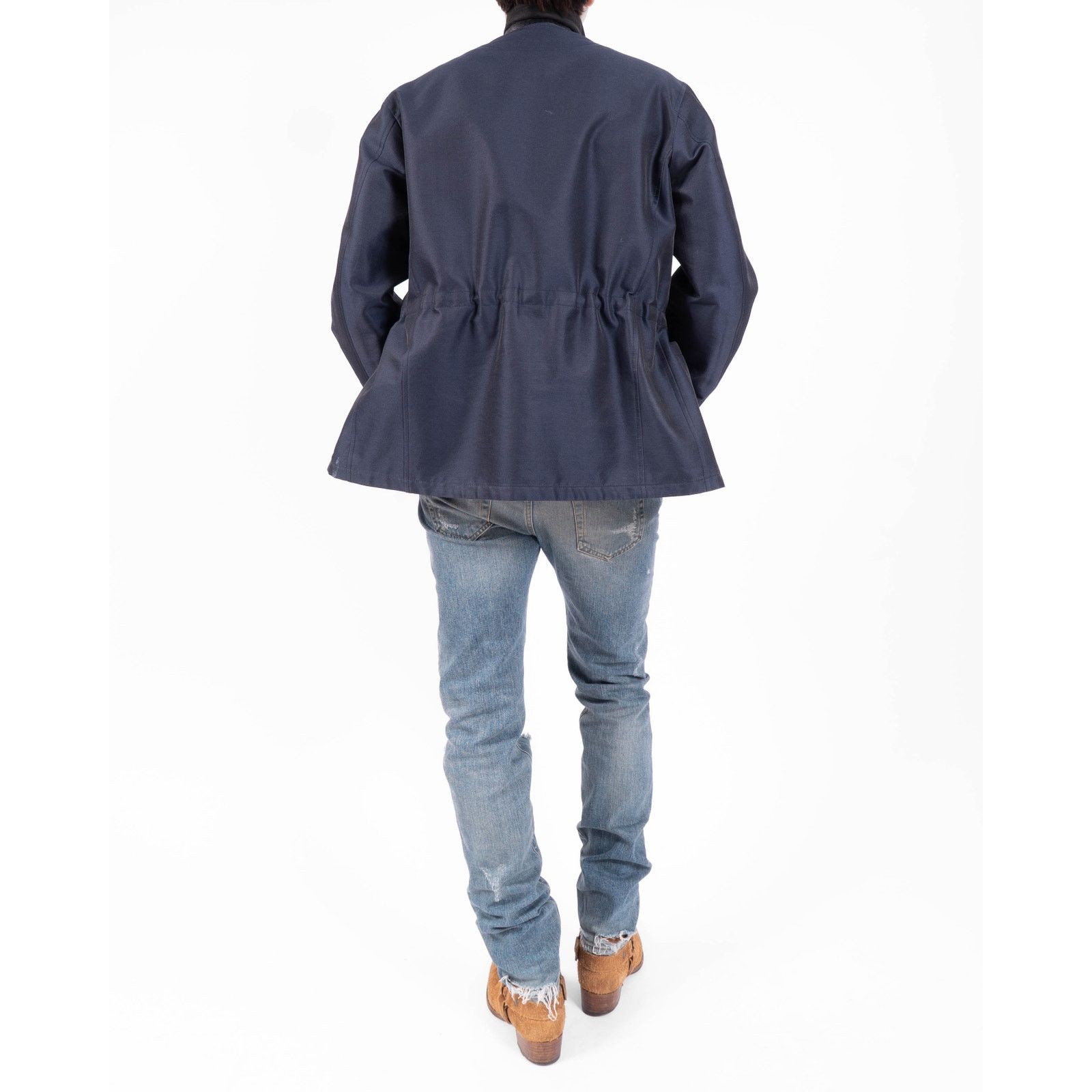 Berluti FW18 Oversized Military Jacket in Blue Silk Blend Size US L / EU 52-54 / 3 - 6 Thumbnail