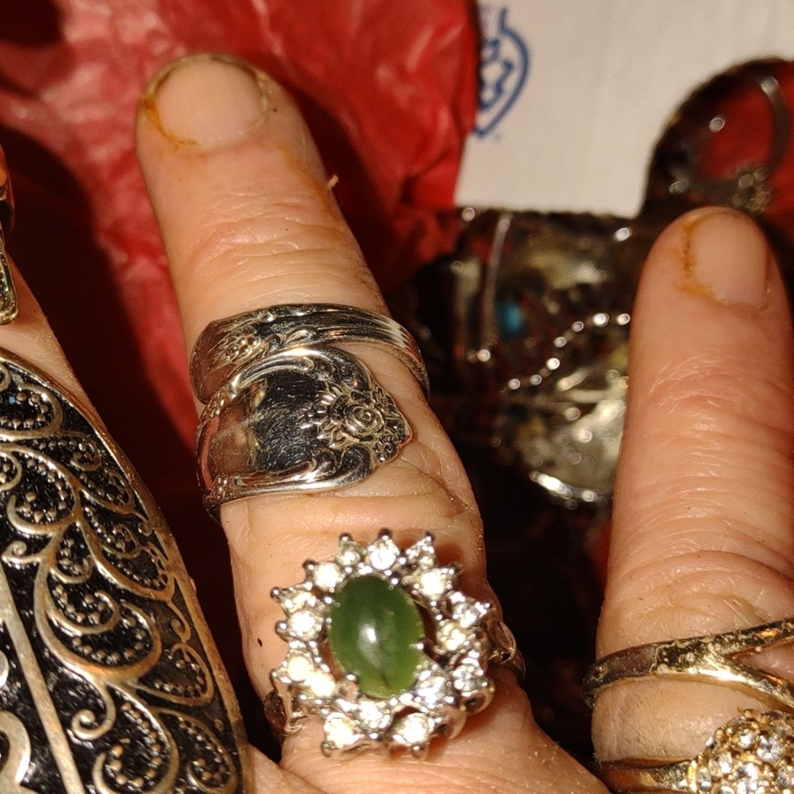 Vintage Four BEAUTIFUL Costume stretch Rings $15ea or all 4 for $40 Size ONE SIZE - 5 Thumbnail