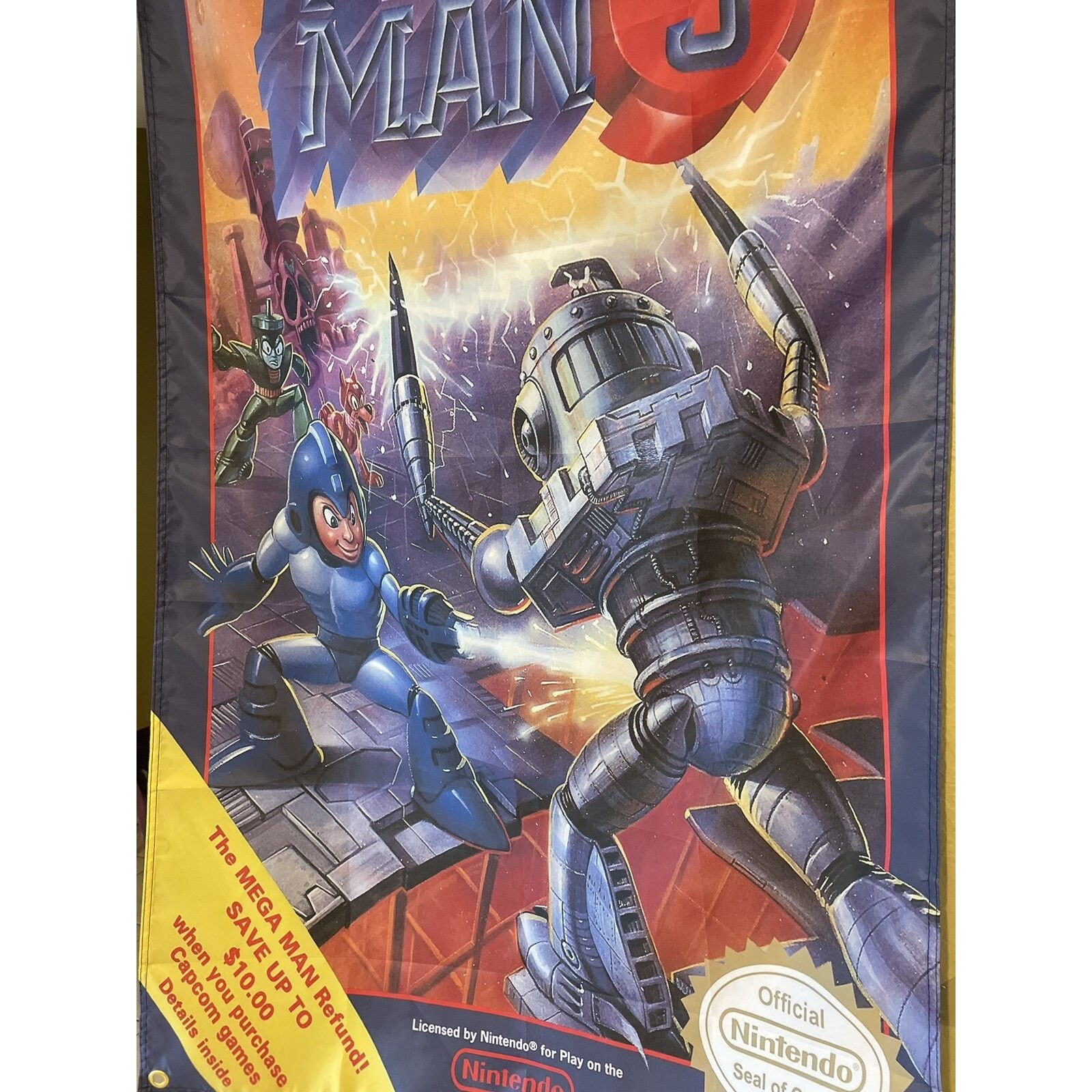 Nintendo Mega Man 3 5ft Flag Nintendo NES 1990 Banner Poster Capcom Size ONE SIZE - 3 Thumbnail