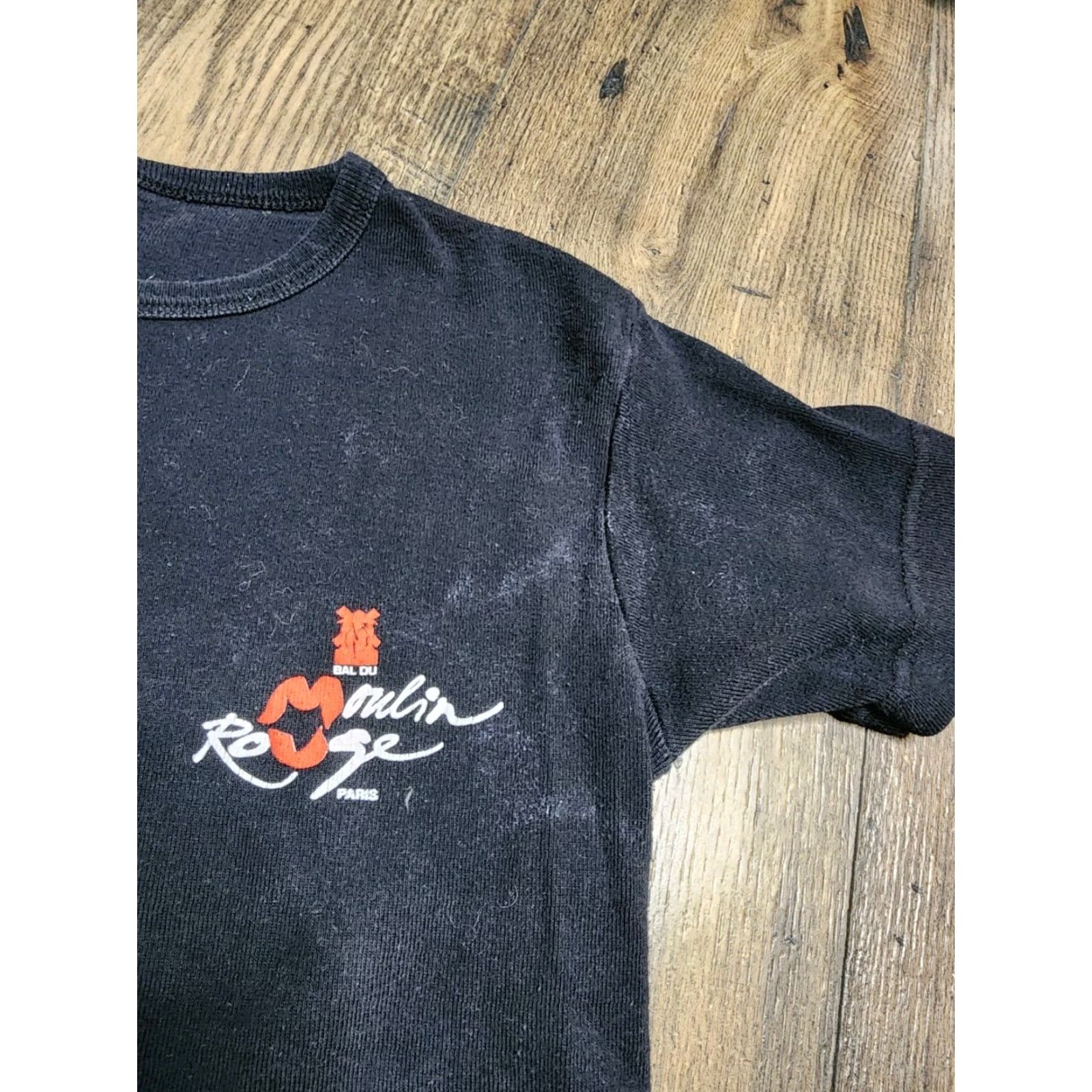 Doublet VINTAGE Moulin Rouge T-Shirt Womens XS Black Cropped 90s Style Crew Neck Short Sleeve Distressed Size XS / US 0-2 / IT 36-38 - 4 Thumbnail