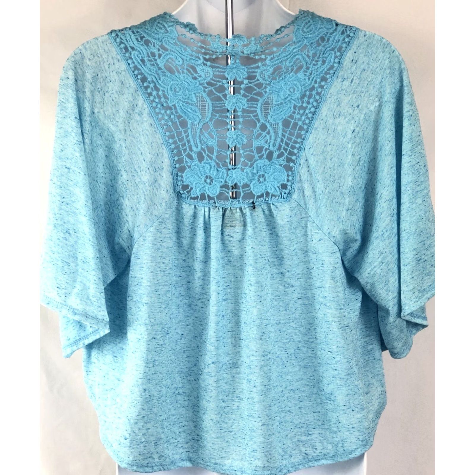 Vintage VINTAGE American dream Blouse Shirt S Blue V-Neck Cape Butterfly Sleeve Lace Back Womens - 80s 90s Glam Bohemian Retro Fashion Gem Size S / US 4 / IT 40 - 4 Thumbnail