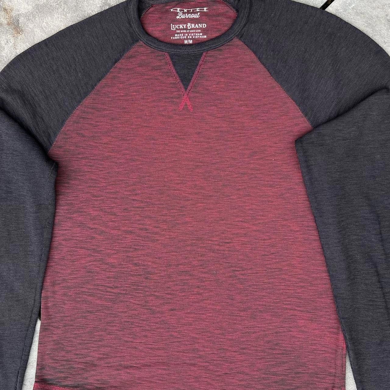 Lucky Brand Black and Red Garment Dyed Raglan Waffle Knit Thermal Size US M / EU 48-50 / 2 - 4 Thumbnail