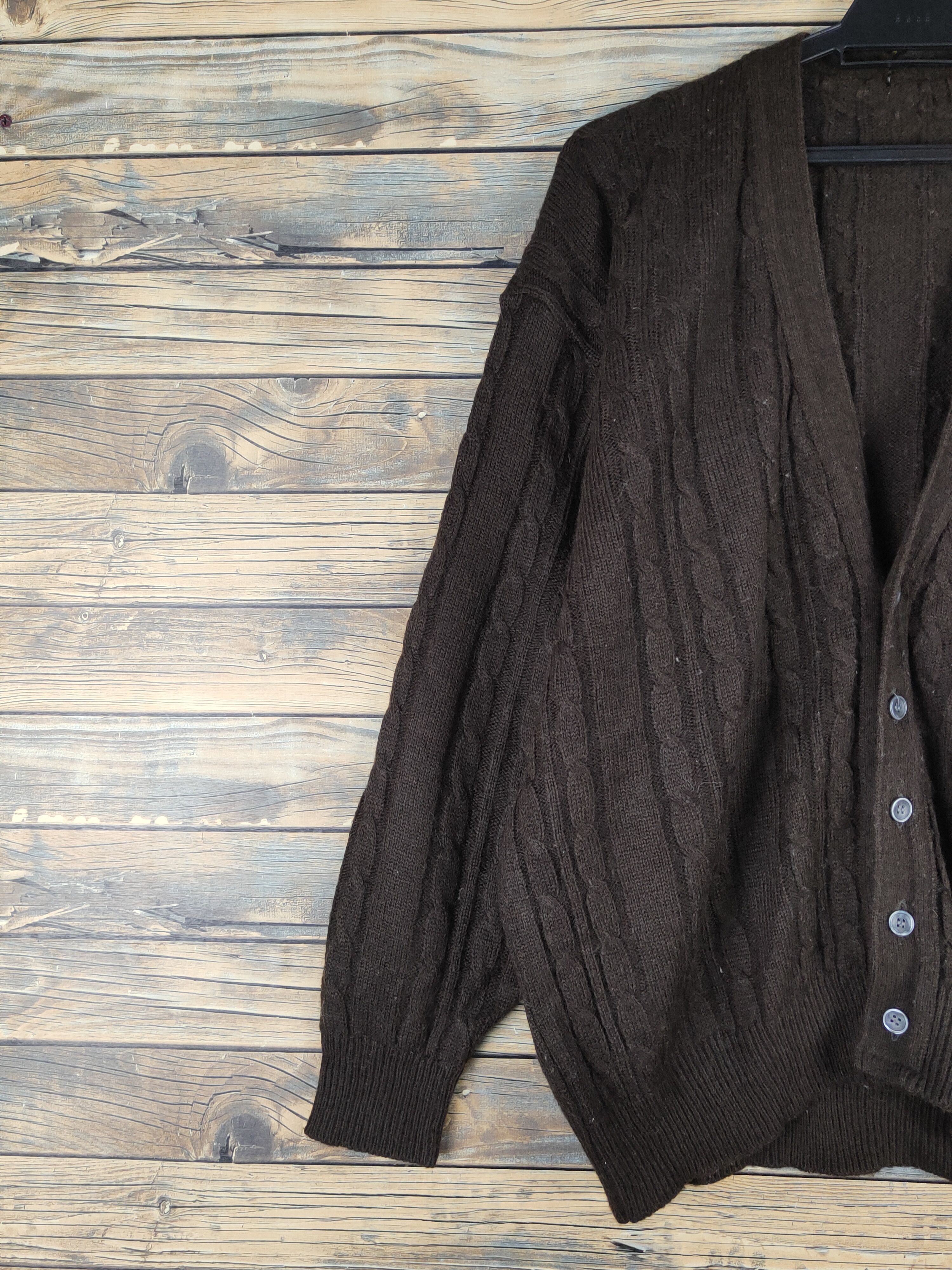 Vintage Japanese Brand Dark Brown knitwear Cardigan #W1352 Size US L / EU 52-54 / 3 - 3 Thumbnail