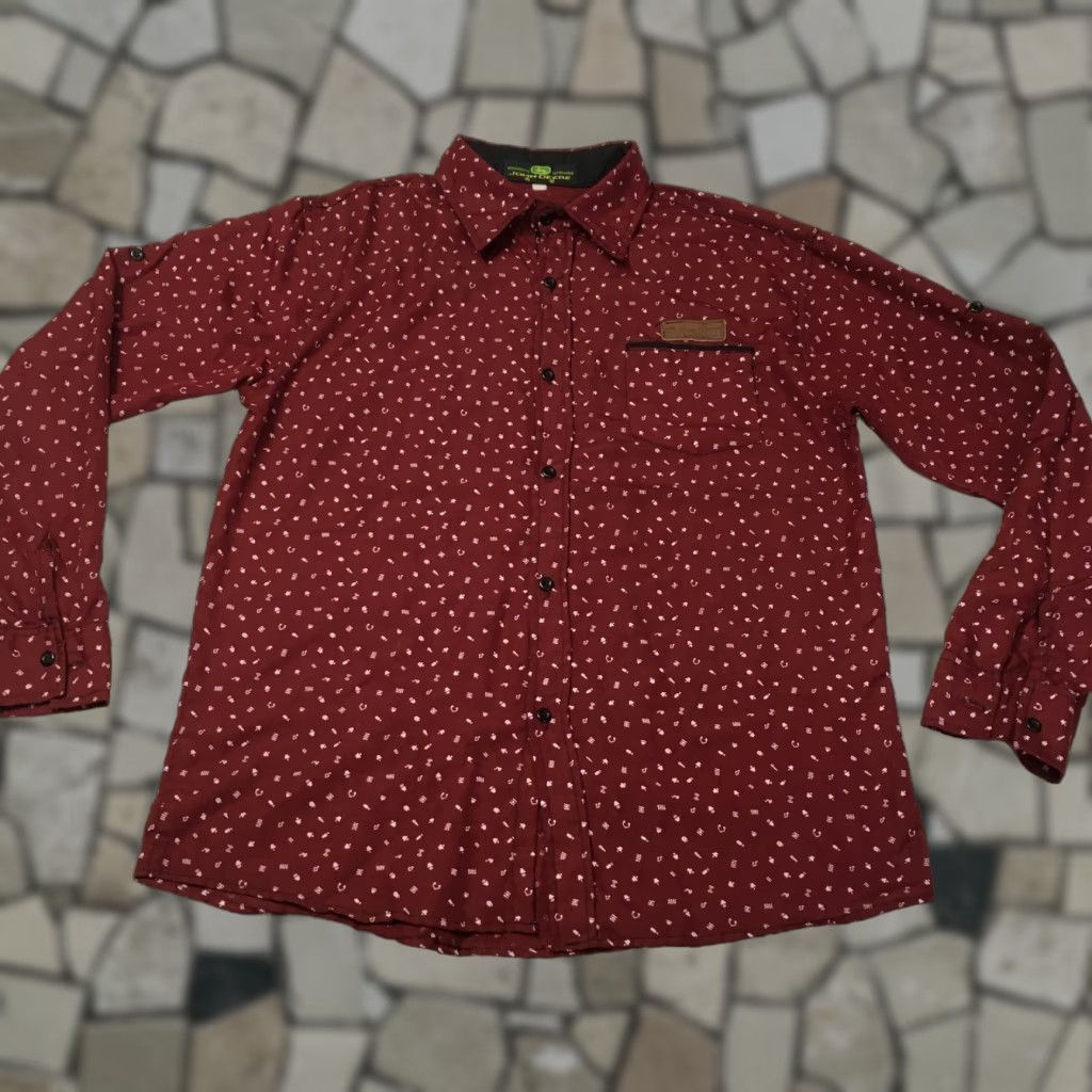 John Deere John Deere Burgundy Button-Down Shirt all over print patch pocket Shirt Mens 2XL Burgundy Patch Pocket Button-Up Long Sleeve Collared Vintage Size US XXL / EU 58 / 5 - 1 Thumbnail
