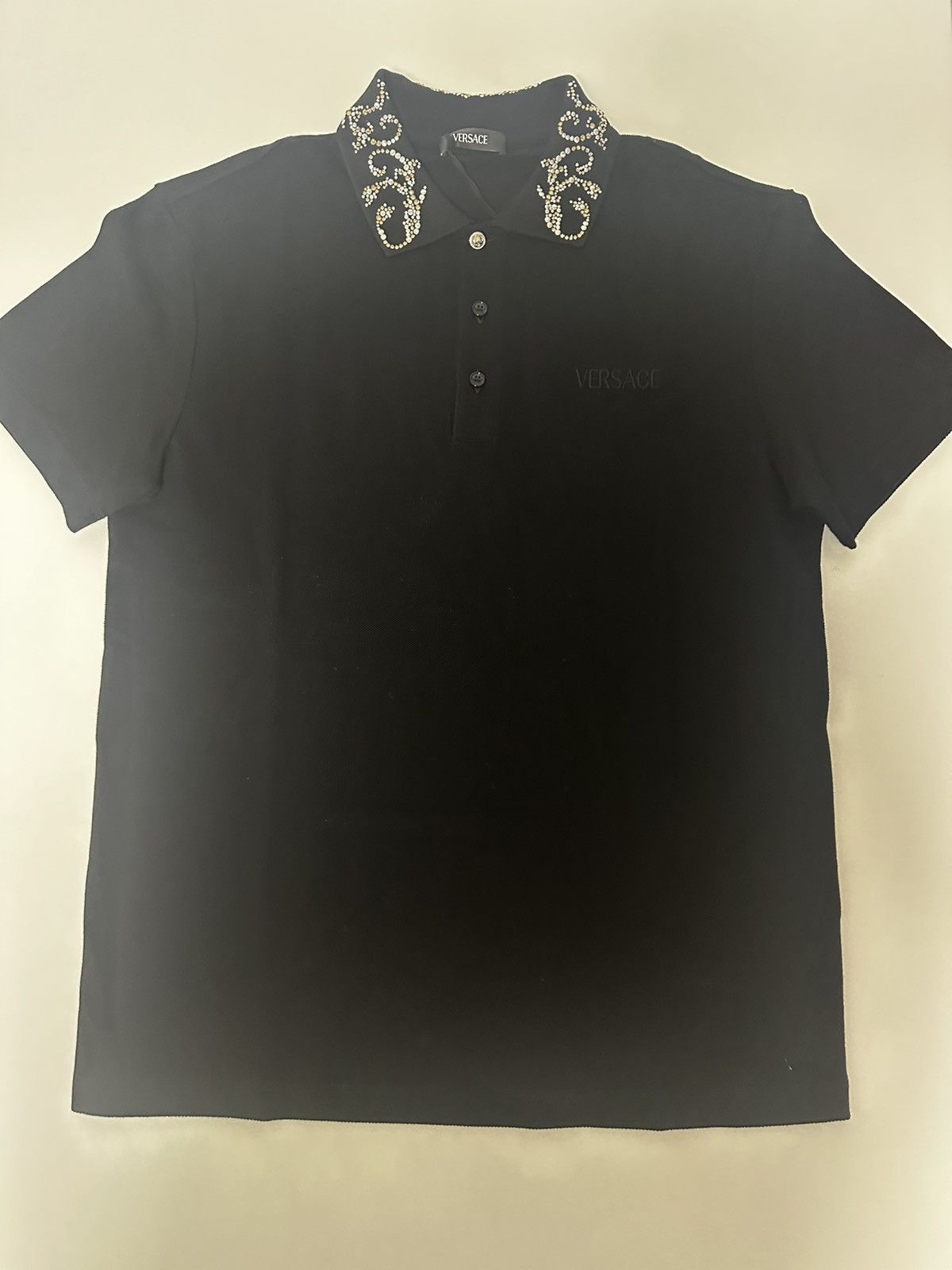 Versace Versace Black Embroidered Polo Shirt Size US S / EU 44-46 / 1 - 1 Thumbnail