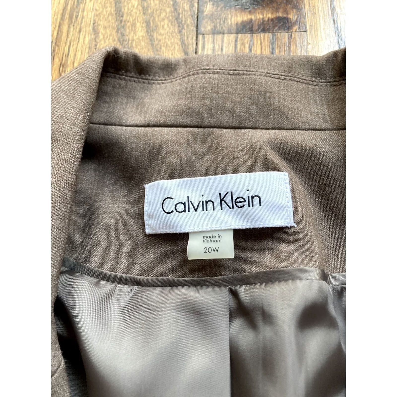 Calvin Klein Calvin Klein Blazer Womens 20W Plus Brown Notch Lapel Jacket Size 3XL / US 20-22 - 3 Thumbnail