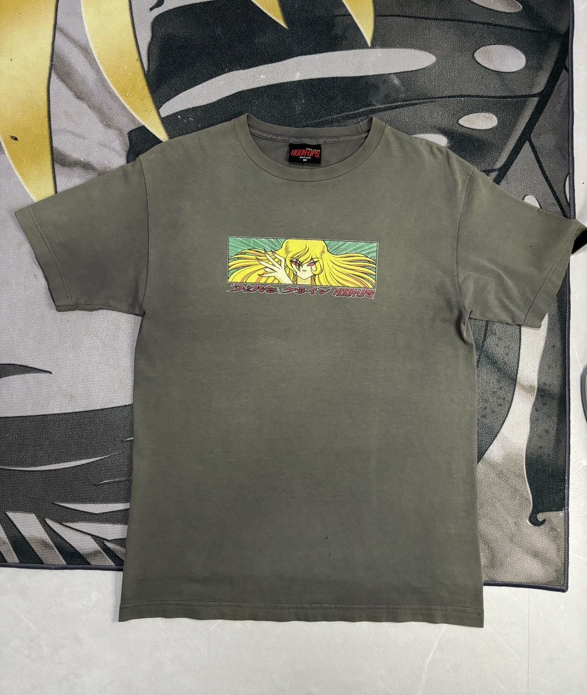image of Vintage Hook-Ups Skateboard Redeye Rare Tshirt in Army Green, Men's (Size Medium)
