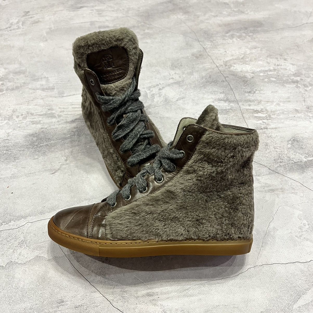 Brunello Cucinelli Brunello Cucinelli Leather Hi Top Shoe Trainers Sneakers Size US 8.5 / IT 38.5 - 1 Thumbnail