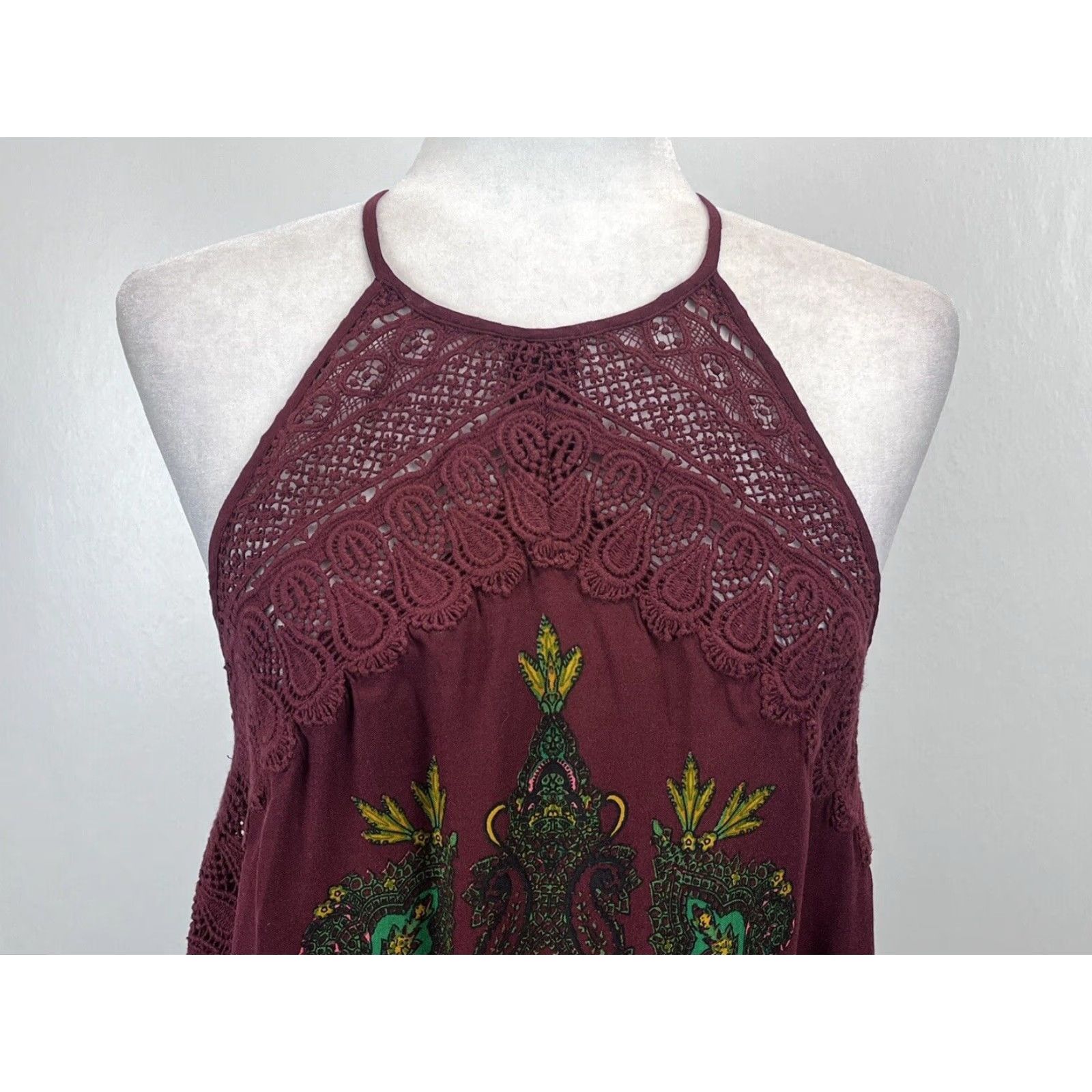 Free People Free People Mini Halter Dress Women's Small Maroon Paisley Boho Size S / US 4 / IT 40 - 5 Thumbnail