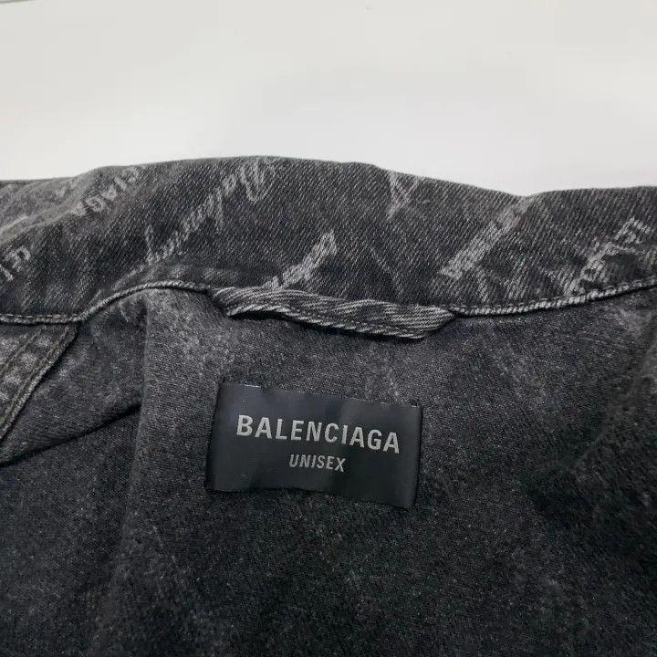 Balenciaga Balenciaga Black Logo Print Denim Jacket 0079-2507 Size US S / EU 44-46 / 1 - 6 Thumbnail