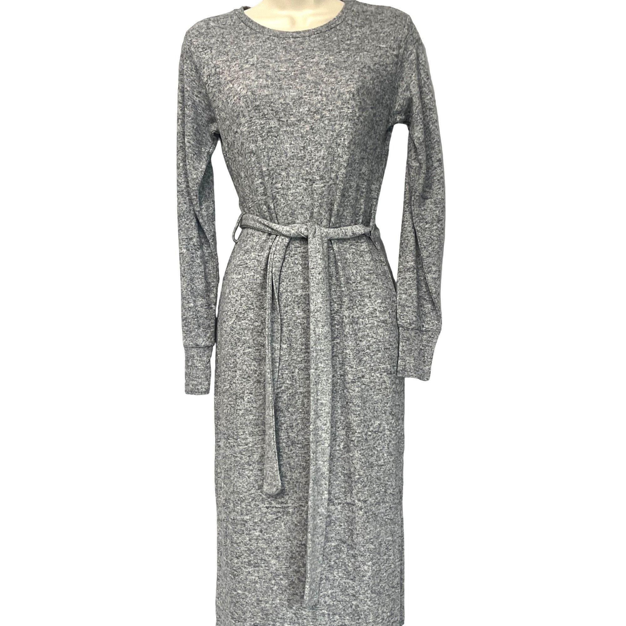Topshop Topshop Long Sleeve Knit Midi Dress In Grey, US 4 Size S / US 4 / IT 40 - 4 Thumbnail