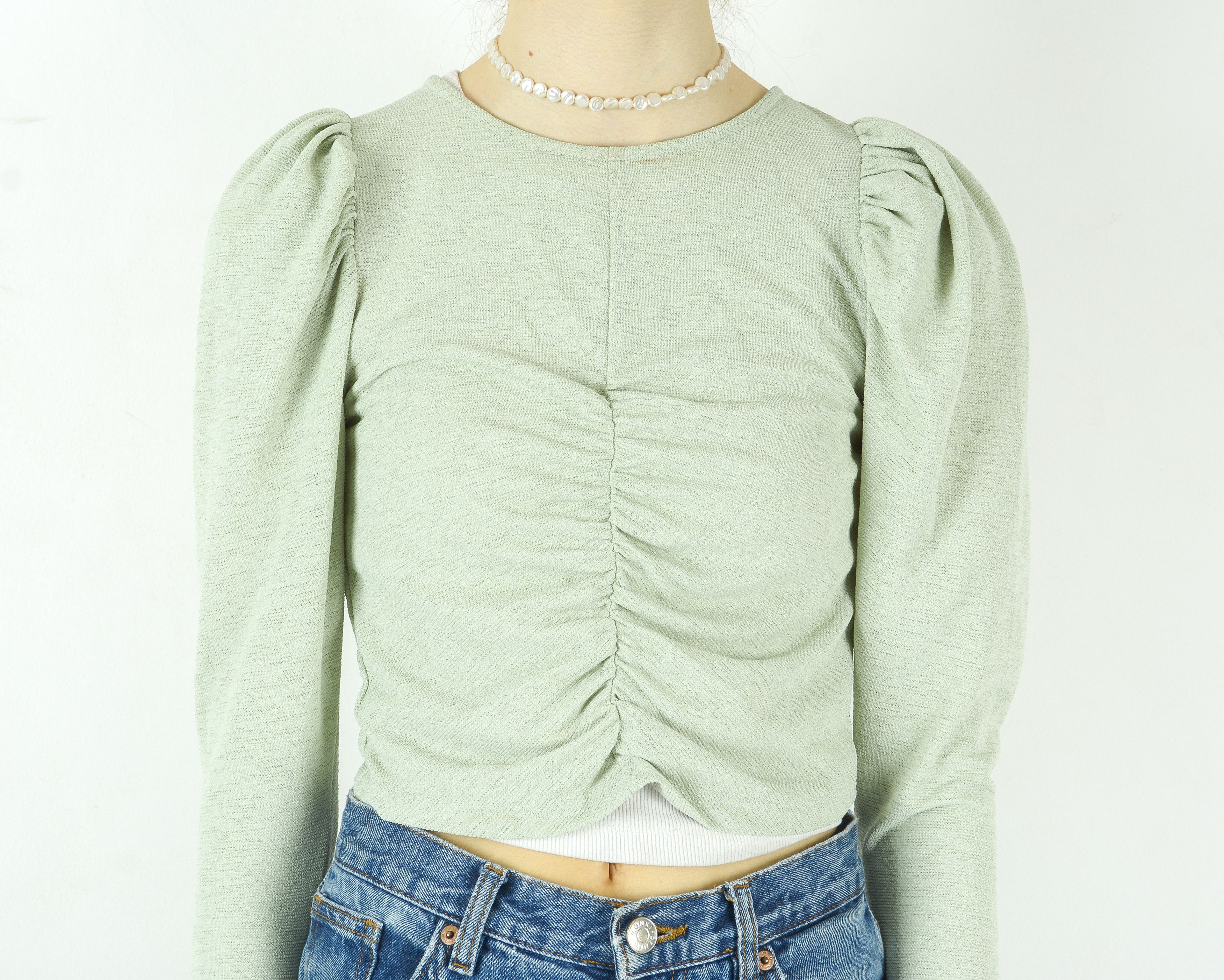 Other × Vintage MISS SELFRIDGE Long Sleeve Crop Top Romantic Blouse Summer Size S / US 4 / IT 40 - 4 Thumbnail