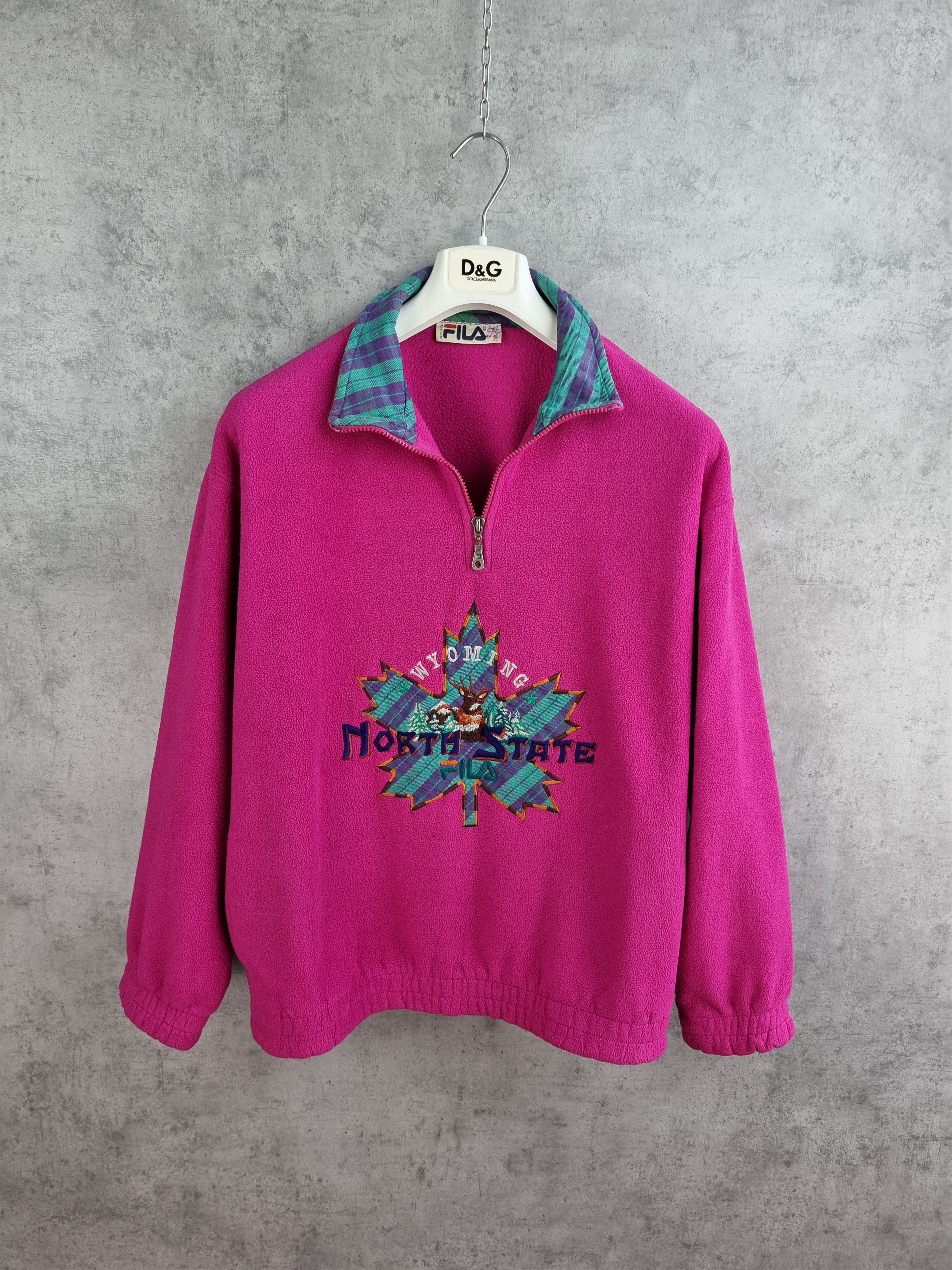 Fila × Vintage Rare 80s FILA Wyoming Embroidered Logo Fleece Pullover Size US L / EU 52-54 / 3 - 3 Thumbnail