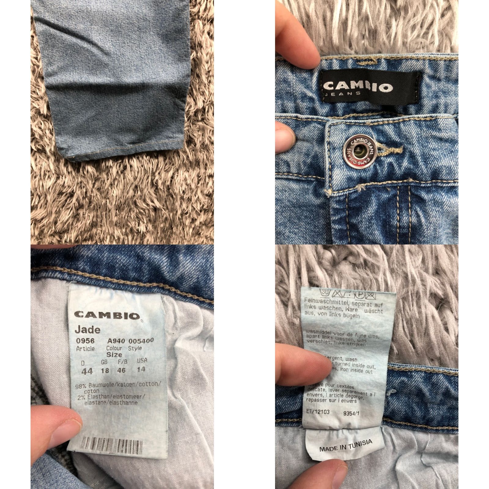 Vintage Cambio Jeans Size 14 Womens Mid Rise Stone Blue Denim Straight Jeans Size 36" / US 14 / IT 50 - 8 Thumbnail