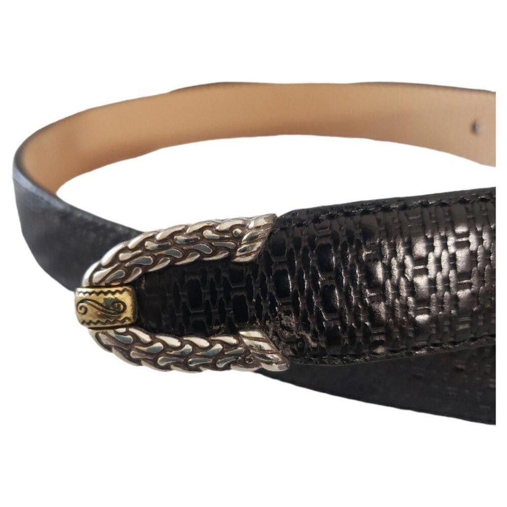 Brighton Brighton Vintage Black & Silver Tone Ladies Leather Belt L Size ONE SIZE - 4 Thumbnail