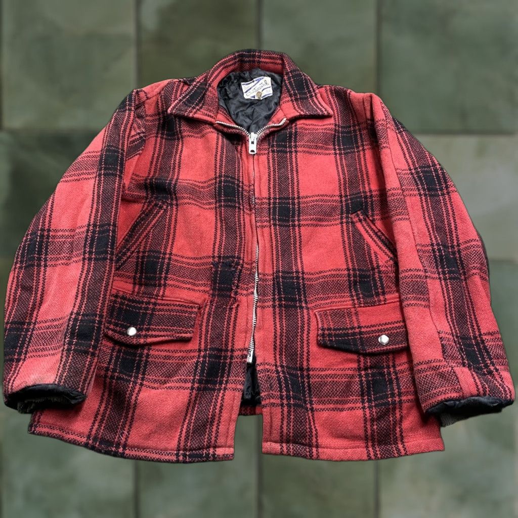Vintage VINTAGE Heavy Wool Jacket Mens L Red Plaid 50S 60S Insulated Quilted Zip Coat Size US L / EU 52-54 / 3 - 1 Thumbnail