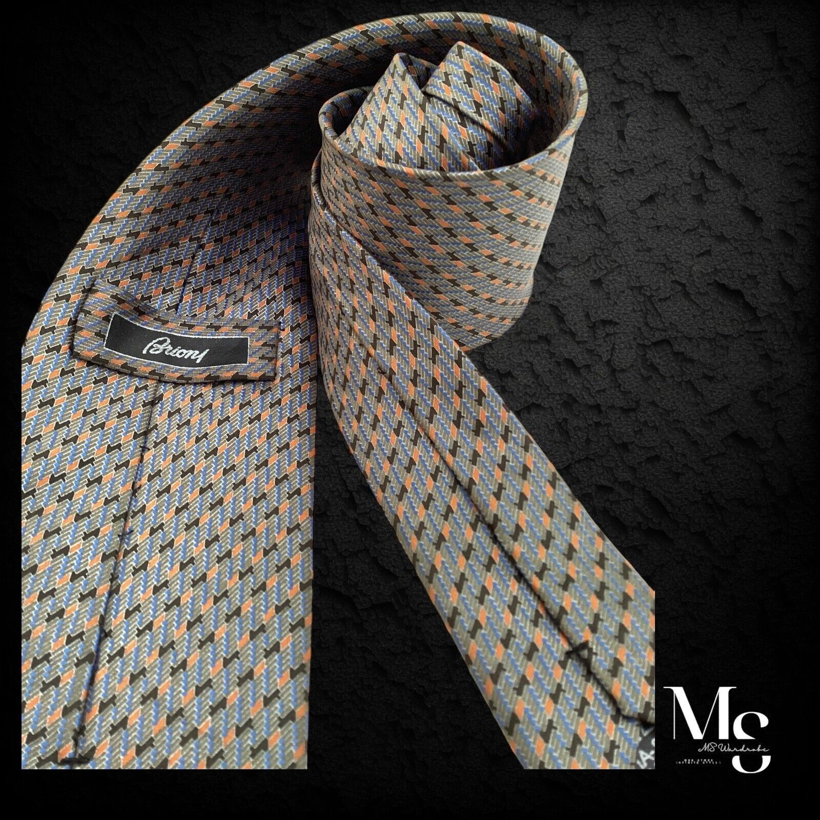 Brioni BRIONI XL Green Geometric Silk Tie Hand Made In Italy W: 3.5 Size ONE SIZE - 3 Thumbnail