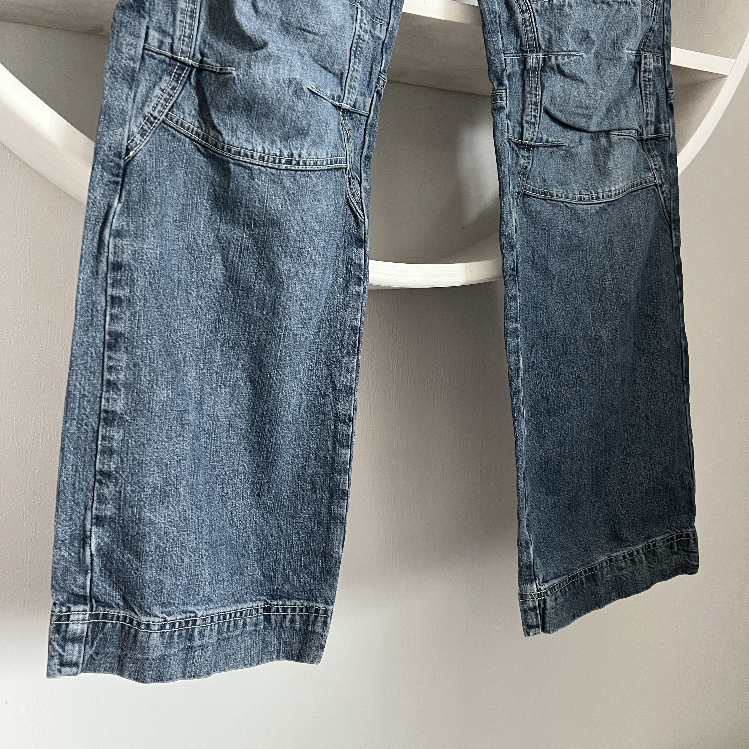 Other FISHBONE Vintage Stone Used Moto Wide Blue Jeans Size L Size US 32 / EU 48 - 7 Thumbnail