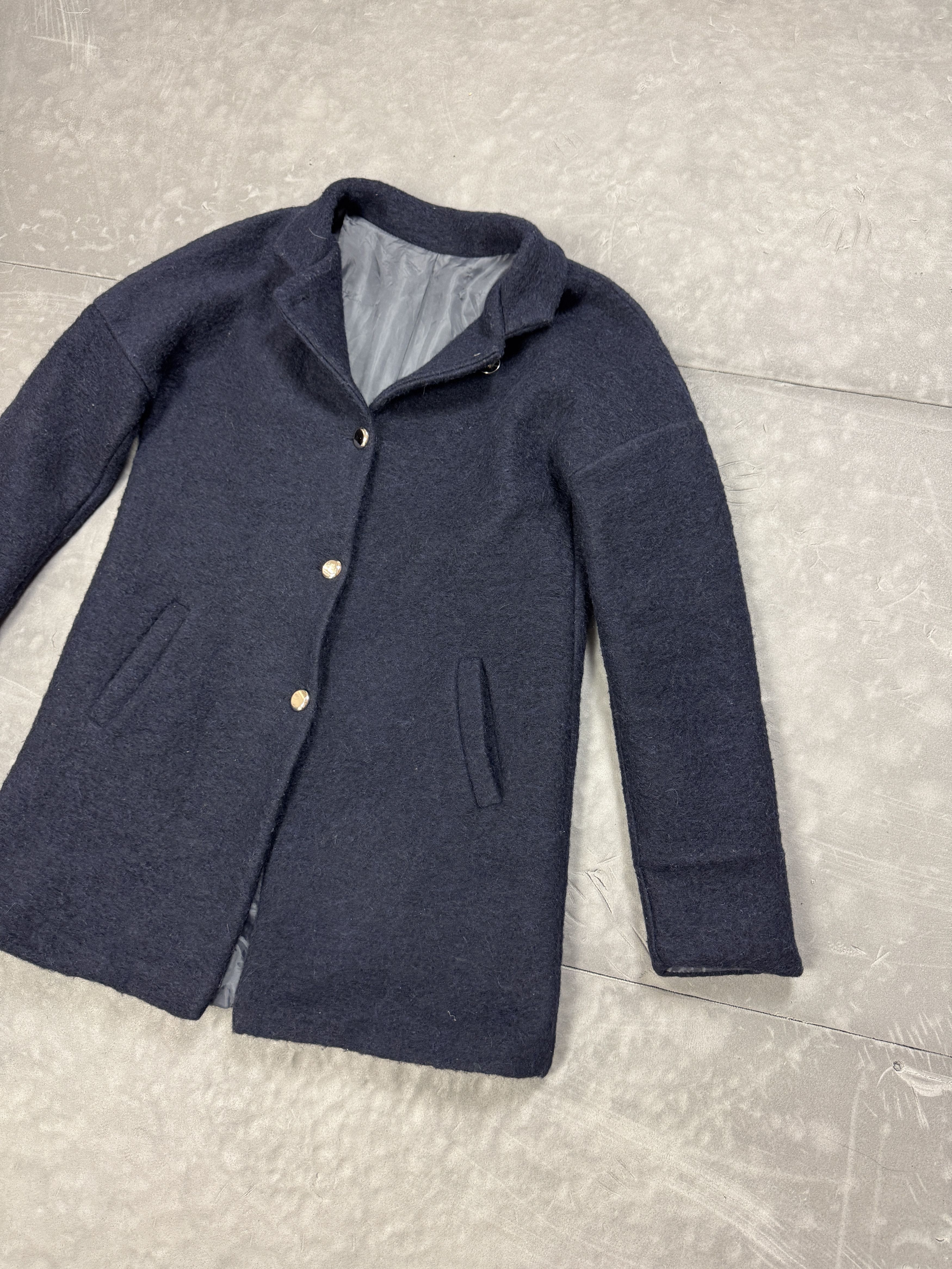 Vintage Vintage Women’s Navy Wool Coat 70% Lana 90s (S/M) Size S / US 4 / IT 40 - 3 Thumbnail
