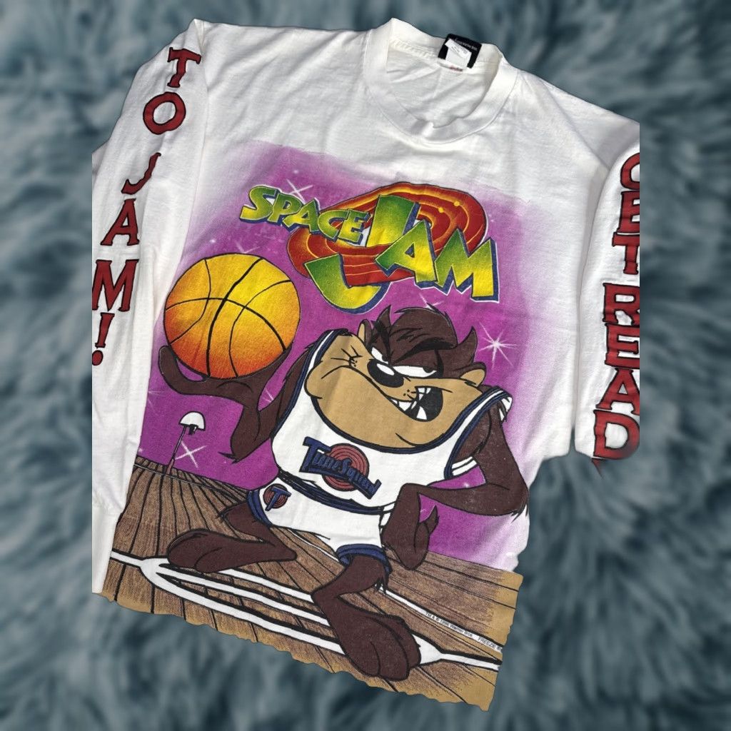 Vintage VINTAGE Space Jam Taz Tazmanian Devil 1996 Shirt Long Sleeve L White Logo 90s Mens Size US L / EU 52-54 / 3 - 1 Thumbnail