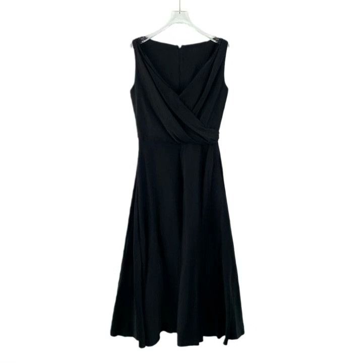 Dior Dior Black V-neck Pleated Silk Sleeveless Dress Size S / US 4 / IT 40 - 1 Thumbnail
