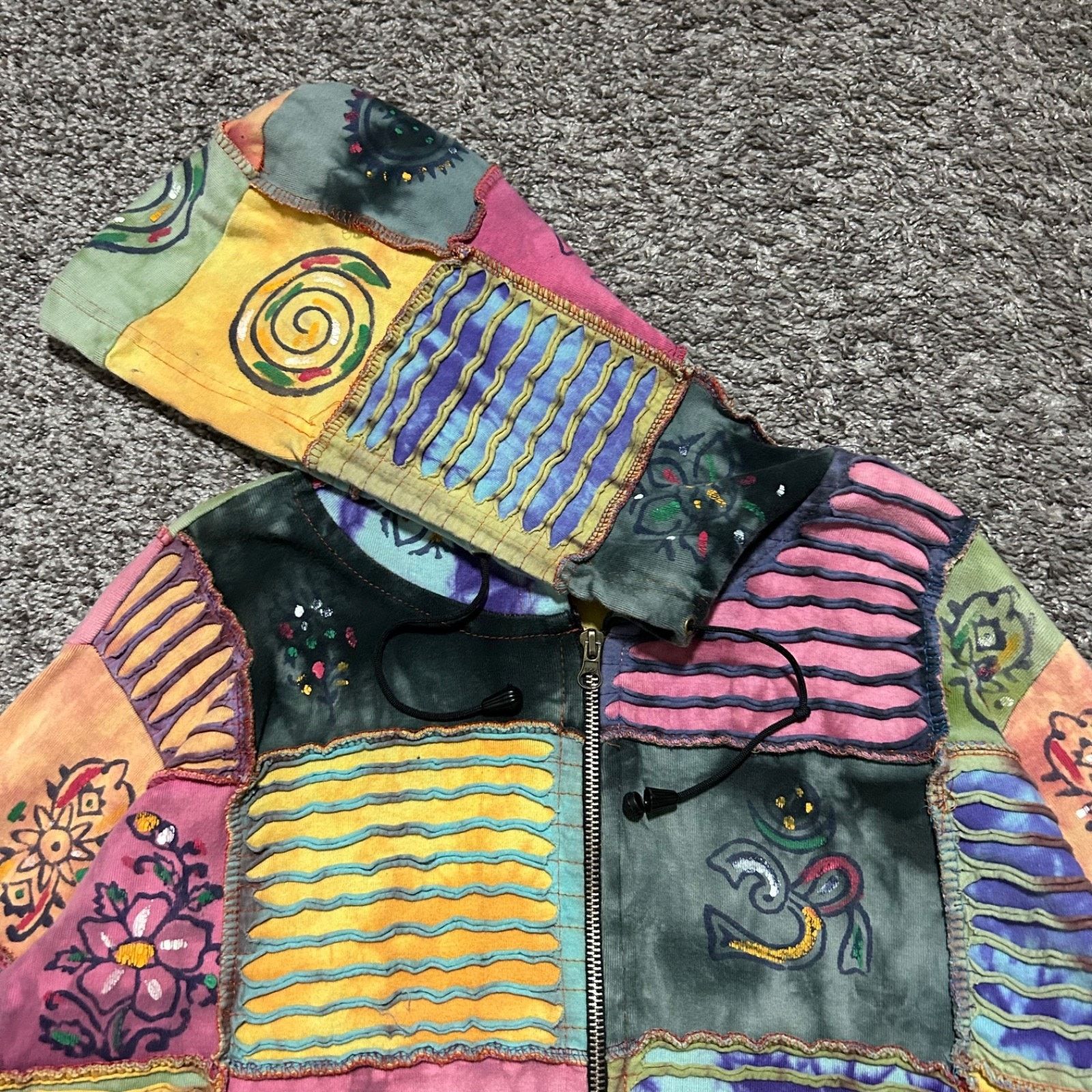 Vintage Vintage Hippie Jacket Patchwork Nepal Boho Full Zip 90s y2k Size XL / US 12-14 / IT 48-50 - 4 Thumbnail