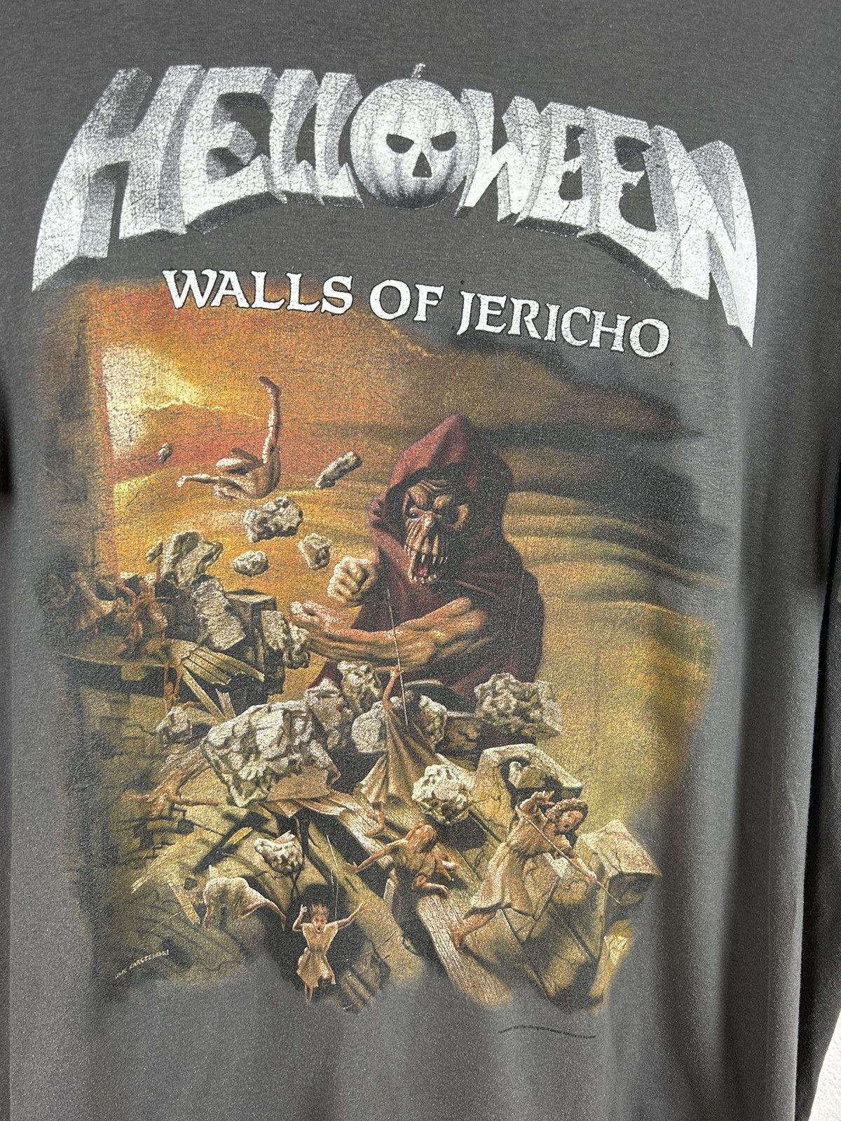 Band Tees 00s Vintage Helloween Walls Of Jericho 1985 Album T-Shirt Size US XXL / EU 58 / 5 - 2 Thumbnail