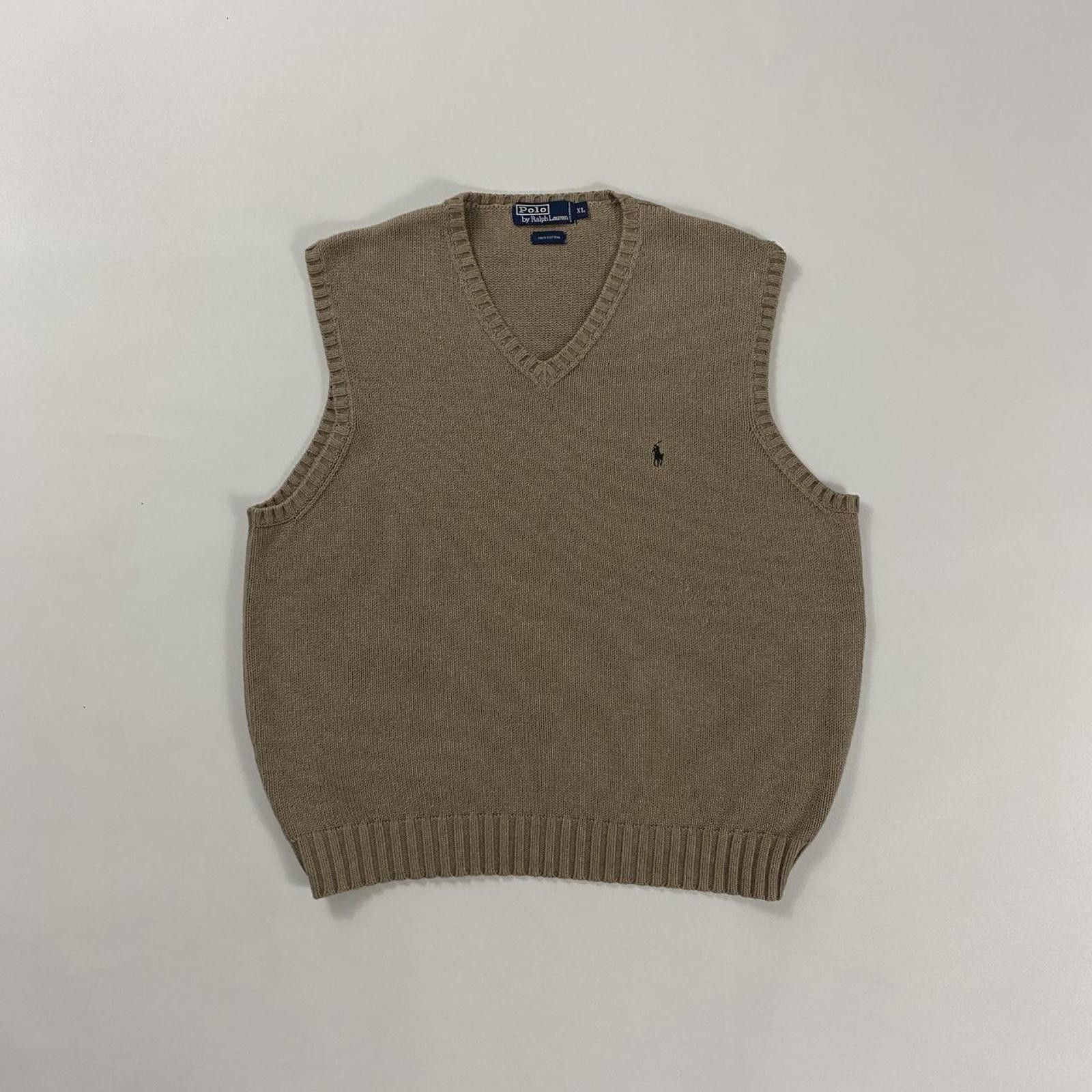 Polo Ralph Lauren Vintage Tan Polo Ralph Lauren Sweater Knit Vest Size US XL / EU 56 / 4 - 1 Thumbnail