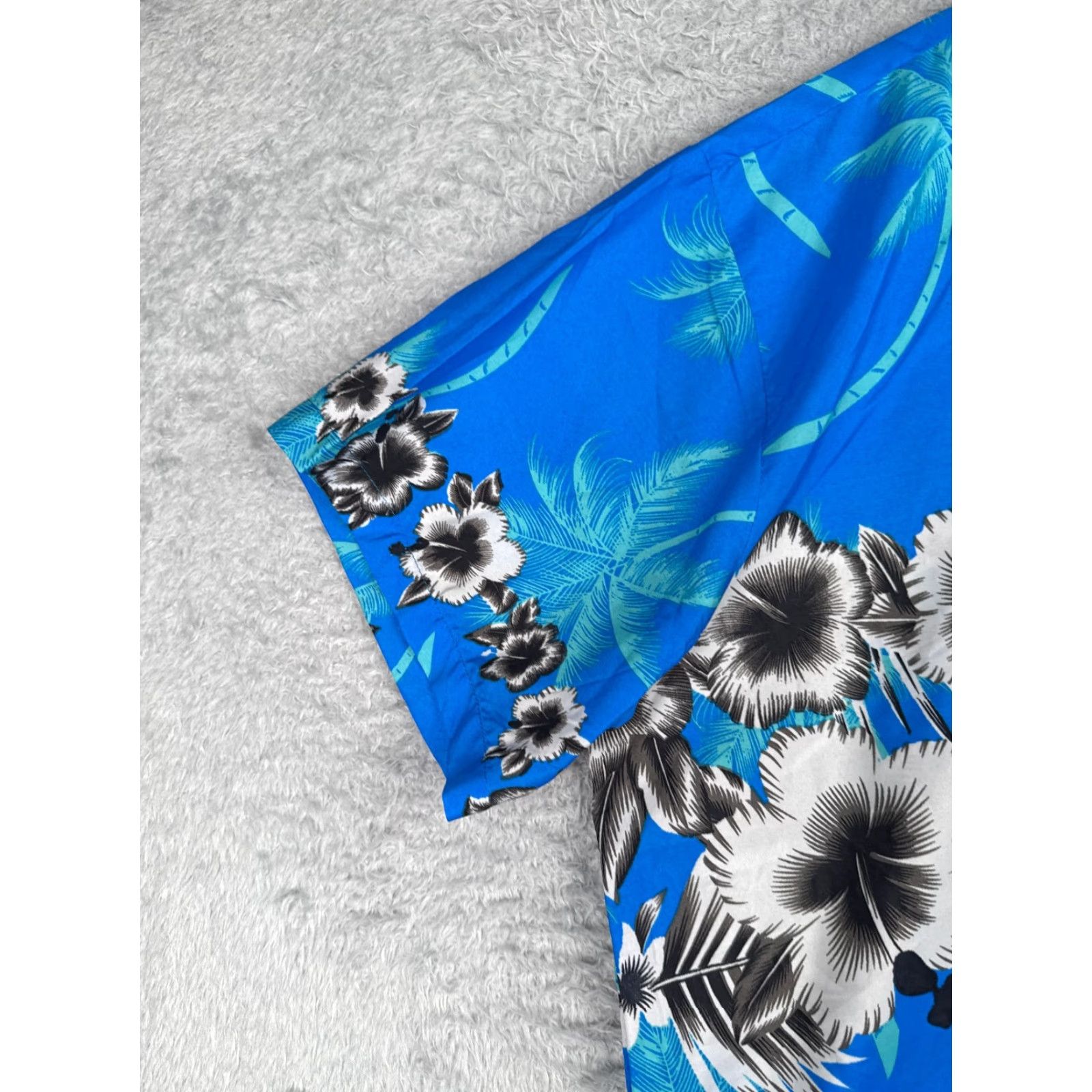 Vintage King Kameha Shirt Men 2XL Blue Floral Palm Tree Hawaiian Polyester Button Up Size US XXL / EU 58 / 5 - 3 Thumbnail