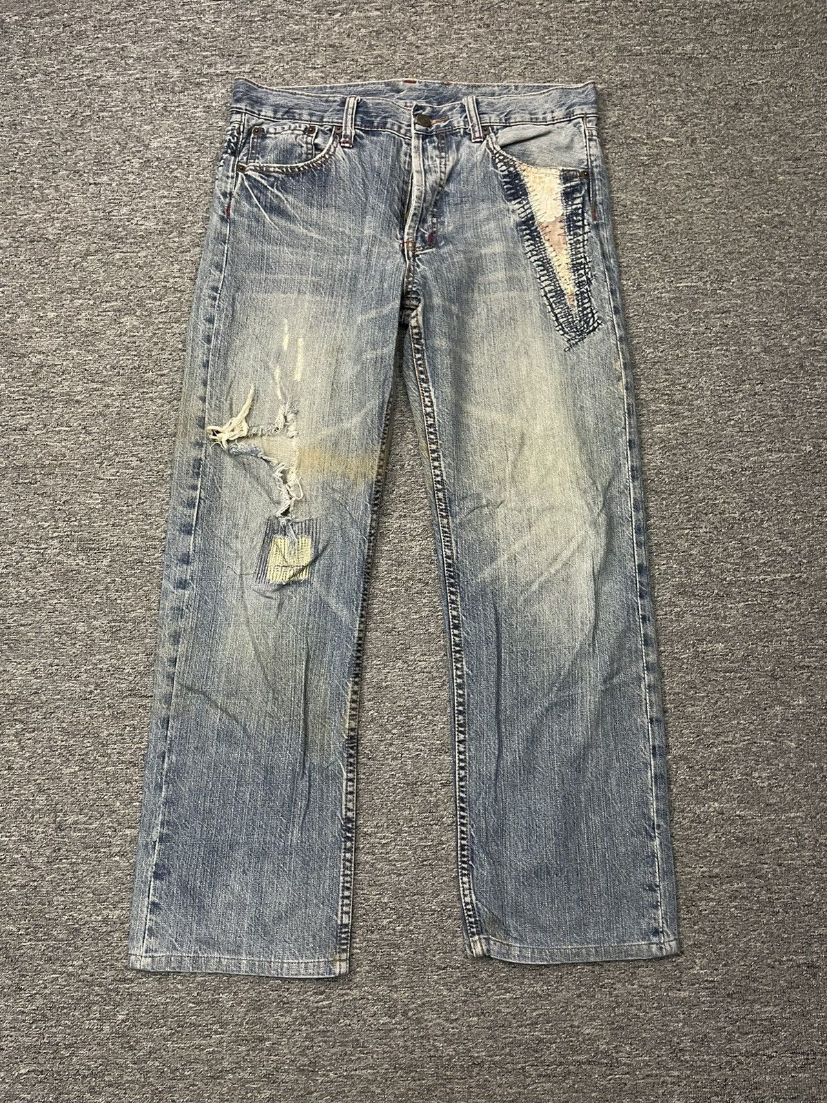 Takeo Kikuchi Vintage Takeo Kikuchi Patchwork Jeans Denim Sashiko Stitch Size US 32 / EU 48 - 1 Thumbnail