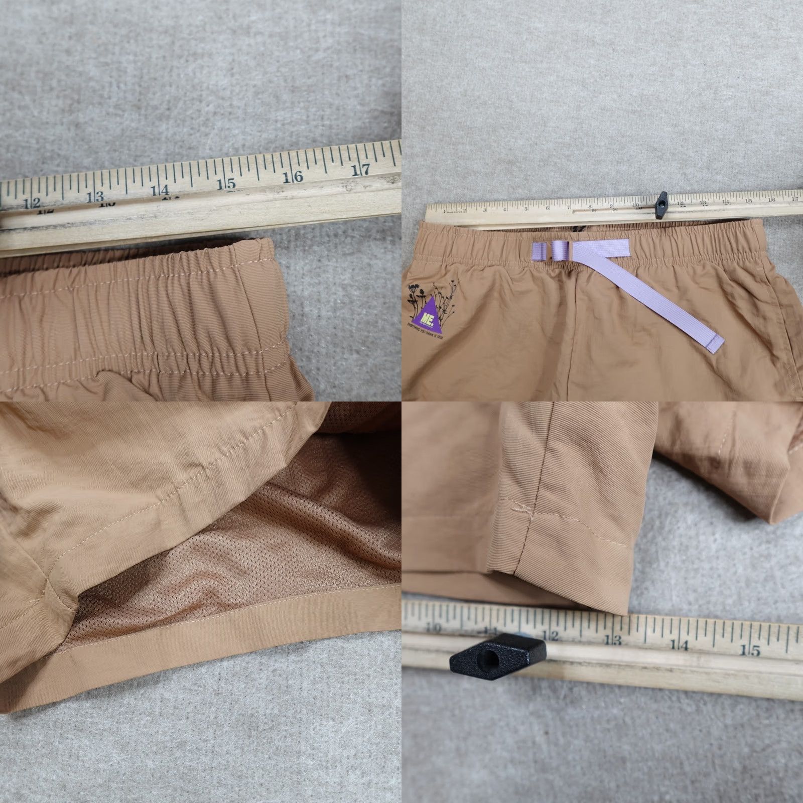 Vintage Melody Ehsani Shorts Beige Solid Nylon 4.5" Belted Lined Nylon Hiking NEW Ladies Regular L Beige Shoes? Size 36" / US 14 / IT 50 - 8 Thumbnail