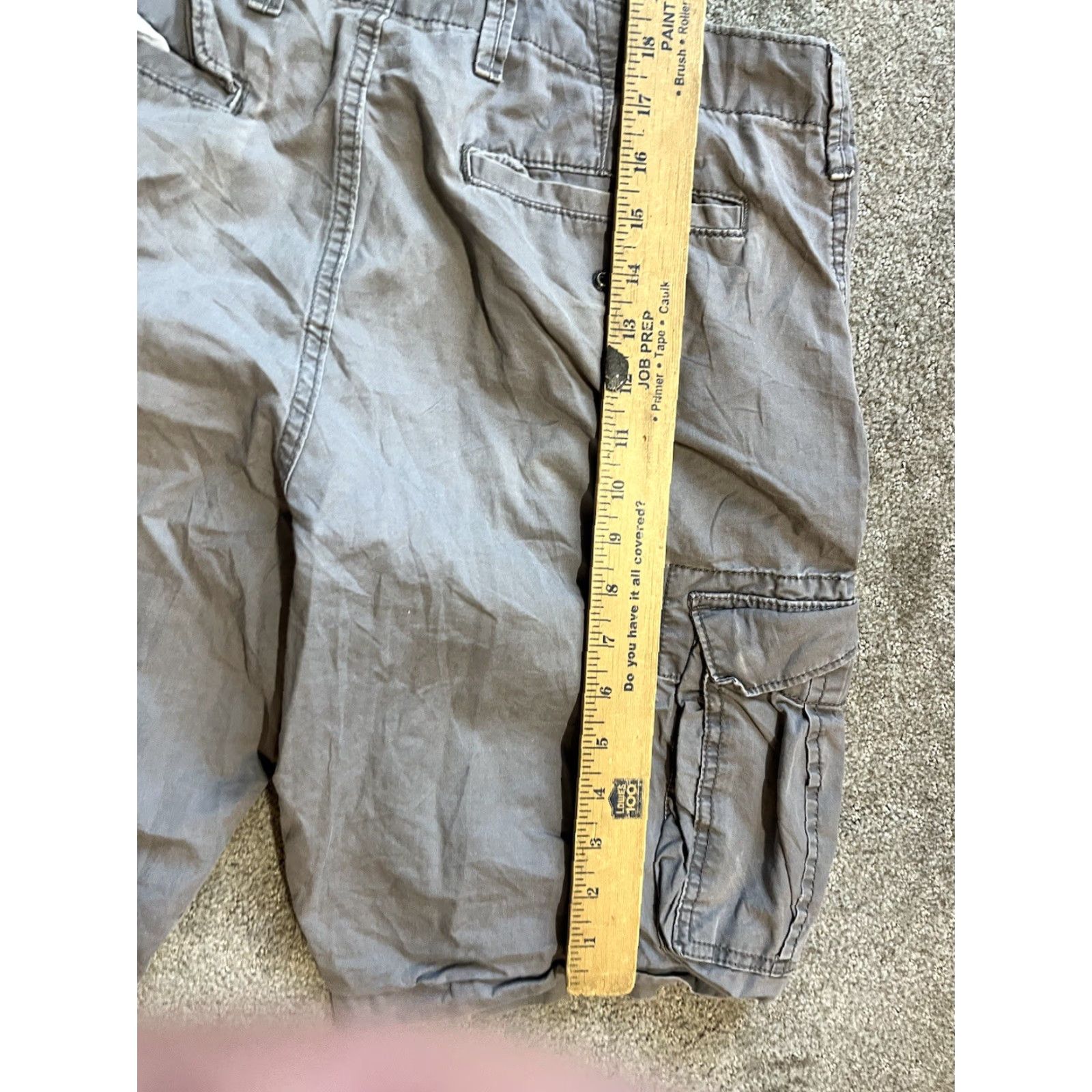 Gap VINTAGE Gap Lived In Fit Cargo Shorts Men 31 Gray Cotton Button Fly Drawstring Pockets Workwear 90s Mens Size US 31 - 4 Thumbnail