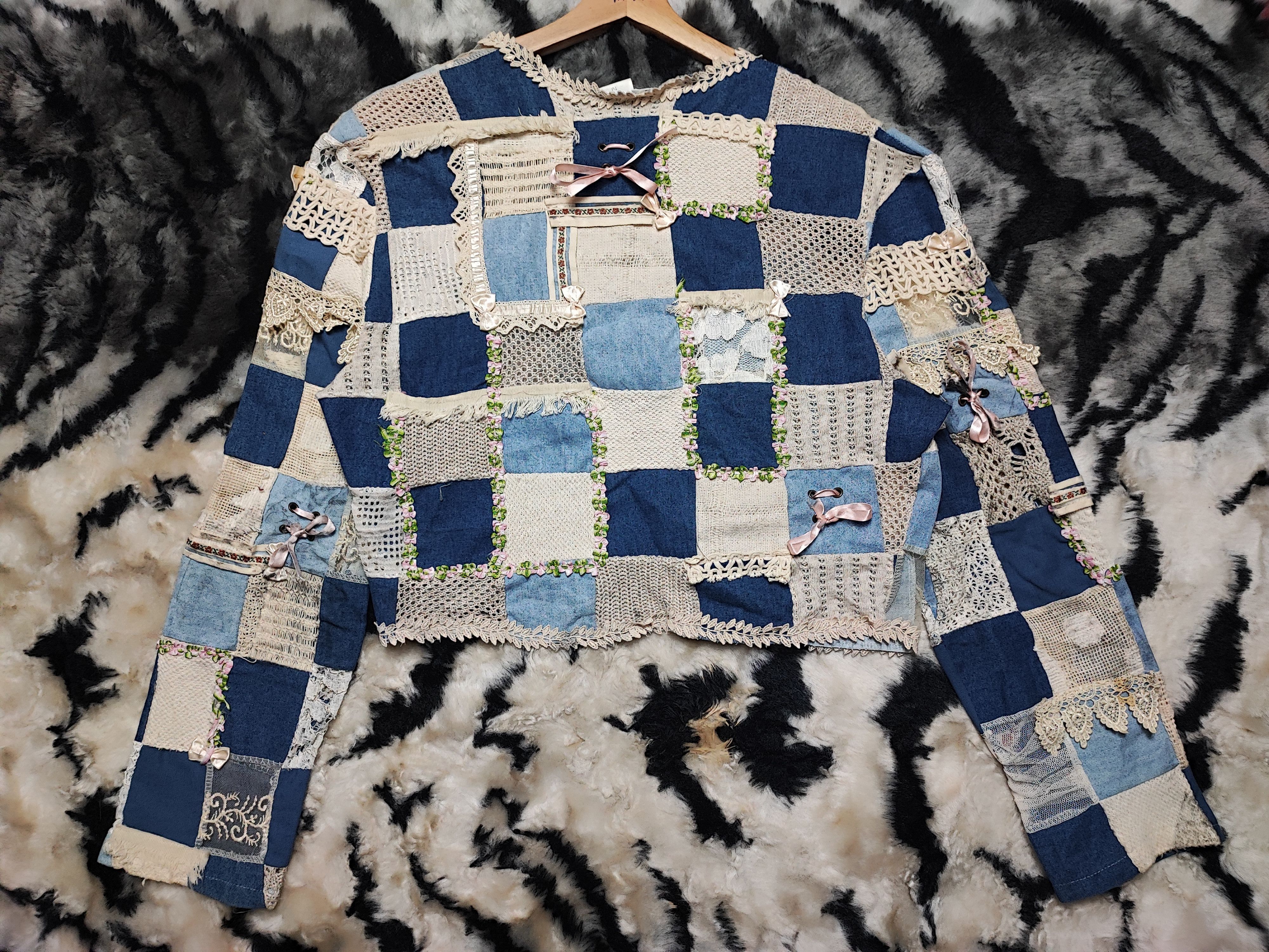 Le Grande Bleu (L.G.B.) Crop Top Patch Work By Rick Harold Size S / US 4 / IT 40 - 11 Thumbnail
