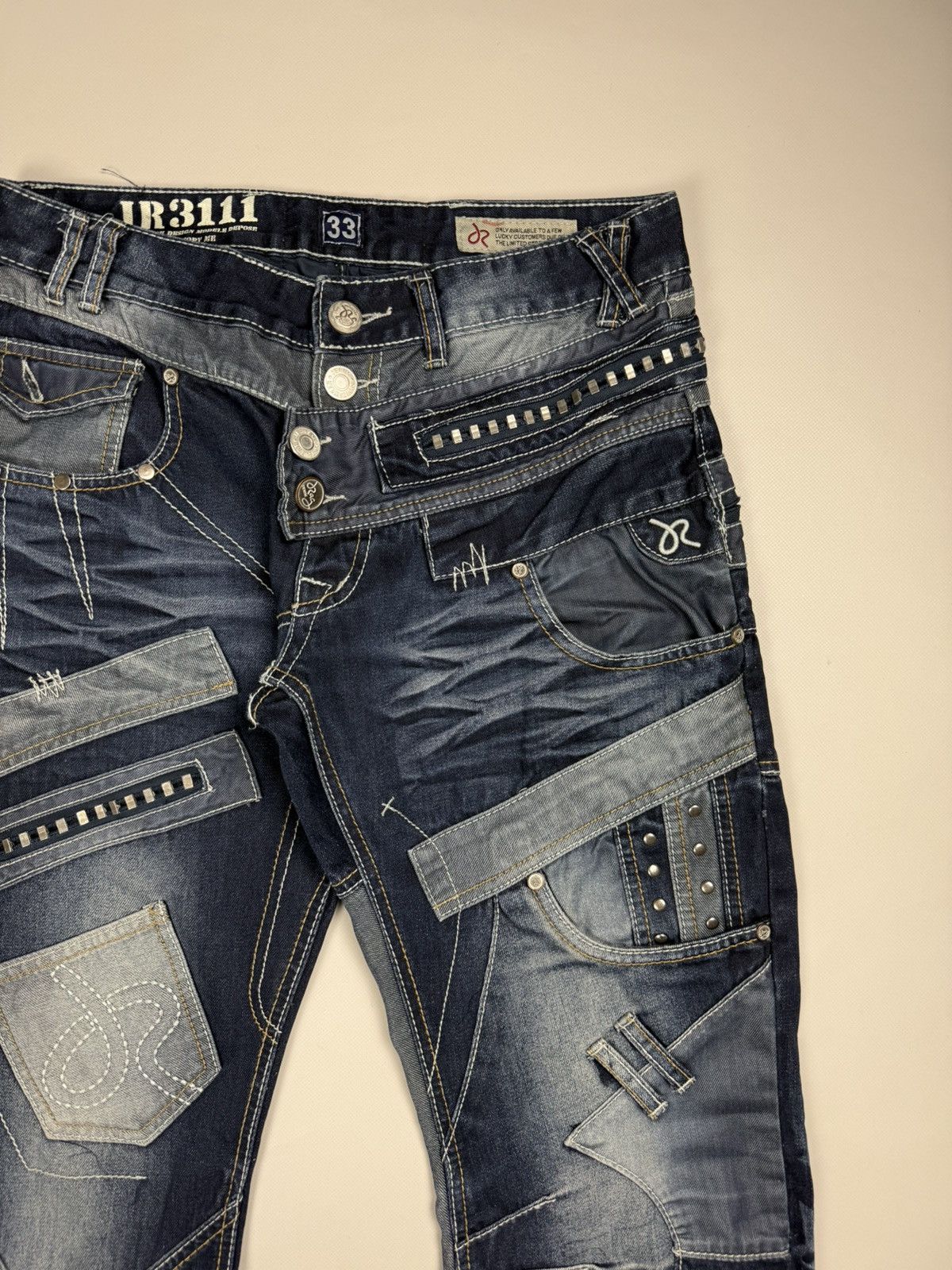 Japanese Brand J-Rag Men’s Japanese Style Multipocket Patchwork Jeans Size US 33 - 7 Thumbnail