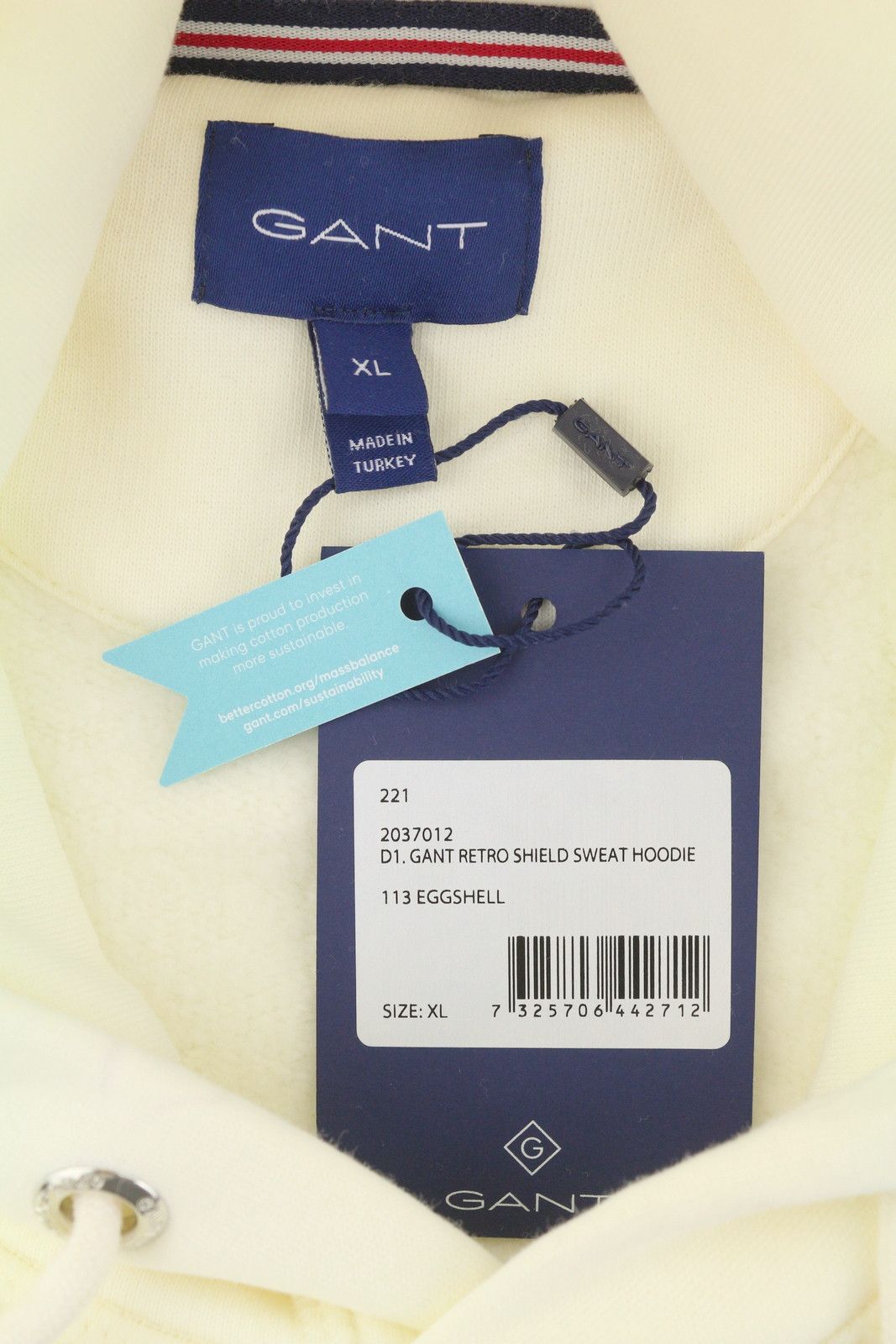 Gant RETRO SHIELD XL Eggshell Ivory Hoodie 87239 Size US XL / EU 56 / 4 - 7 Thumbnail