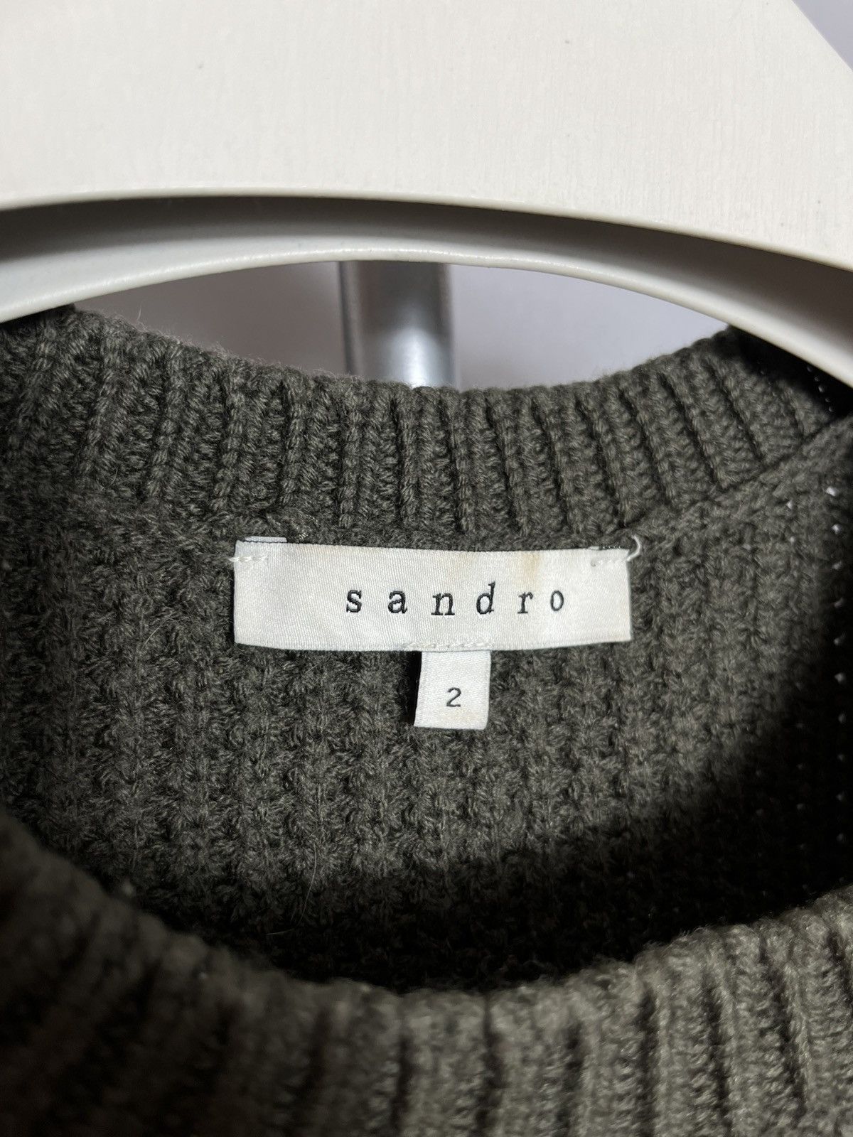 Sandro Sandro Paris Sweater Knit Merino Wool Womans pullover khaki Size M / US 6-8 / IT 42-44 - 4 Thumbnail